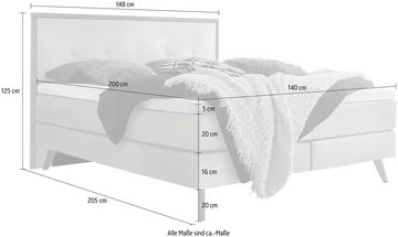 HASENA Boxspringbett Nordic, modernes Design, Nordic Bett, gestepptes Kopfteil, Eichenholz