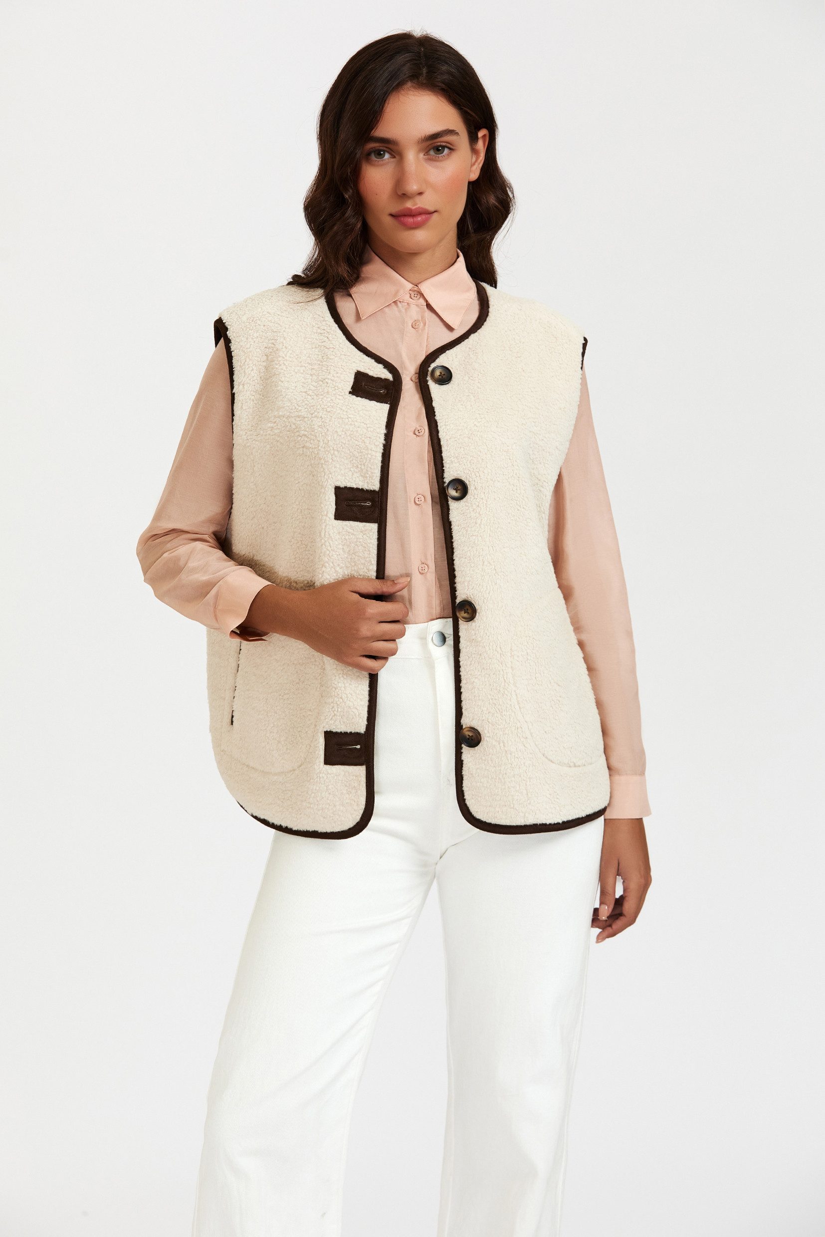 FS Collection Fellimitatweste Damen Teddy Weste aus Kunstfell – Fellimitatw günstig online kaufen