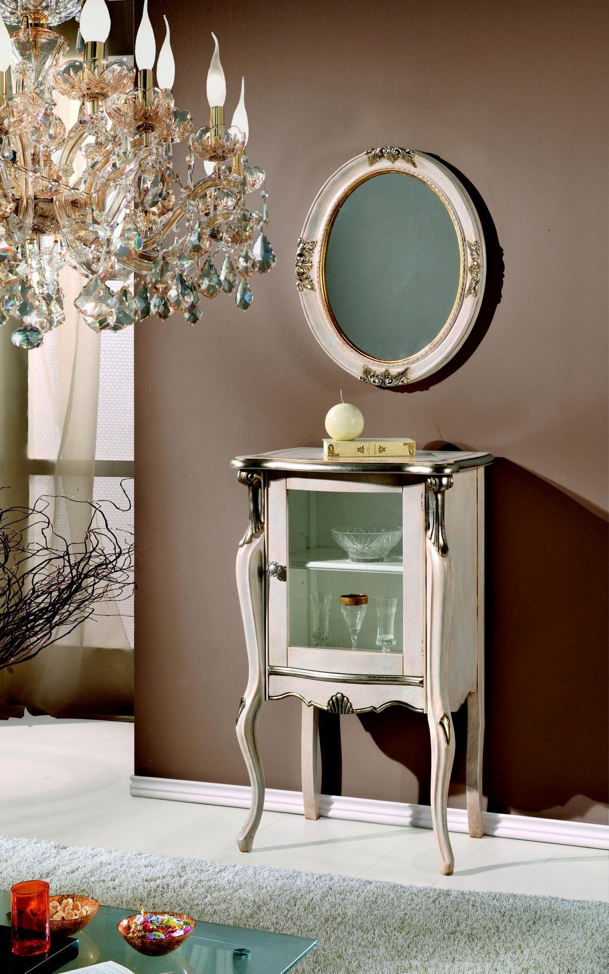 Vitrine Italienische Barock Kommode aus Holz für das Wohnzimmer