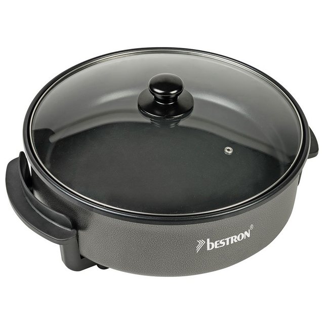 bestron Elektrische Pfanne, Party Snack Pfanne 1500 Watt elektrisch Antihaft Braten Backen schwarz