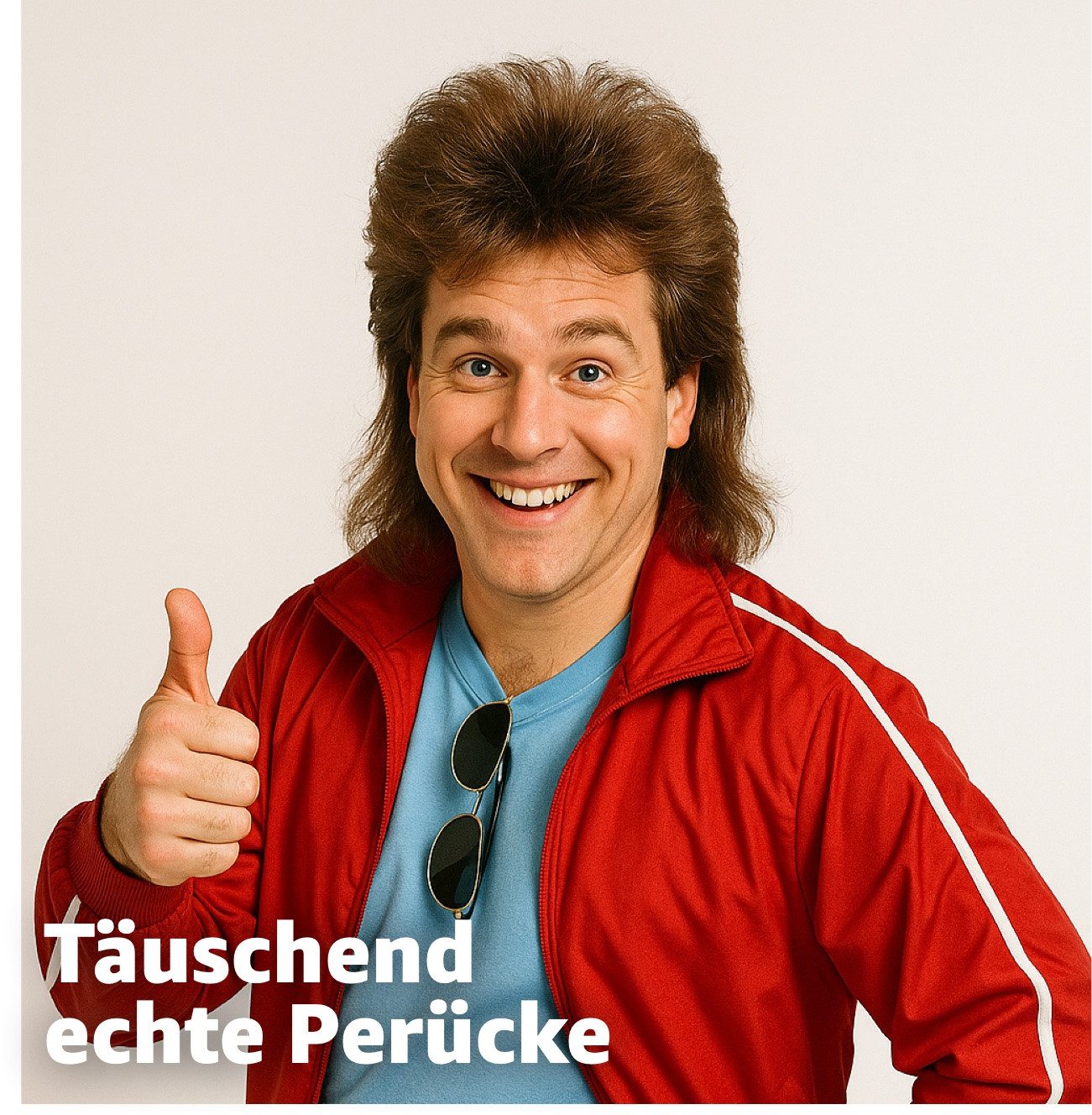 TK Gruppe Kostüm Vokuhila Perücke – 80er-Jahre Kultperücke für Fasching & Karneval