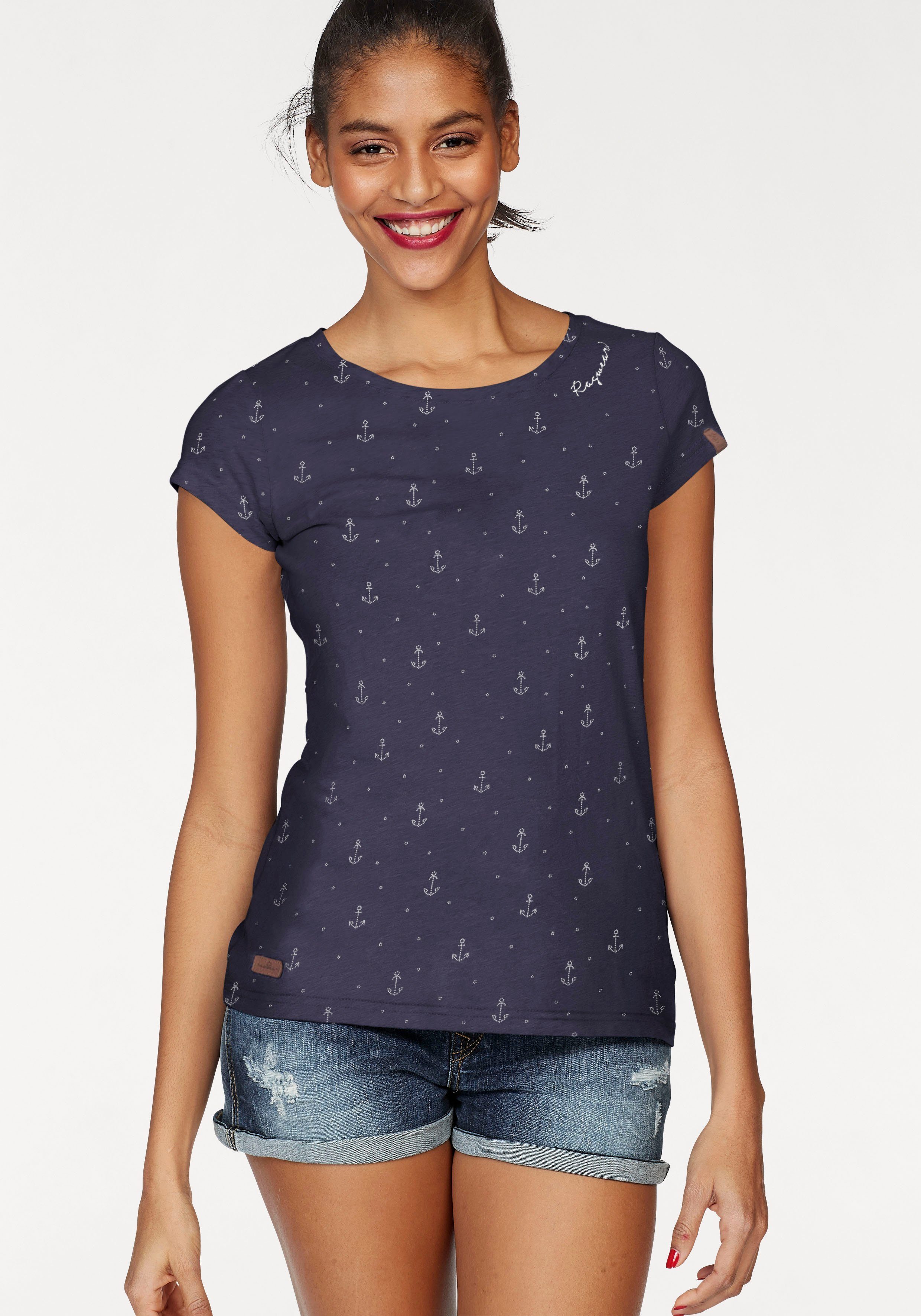 Ragwear T-Shirt FLORAH A ORGANIC O mit maritimen Anker-Allover-Druck günstig online kaufen