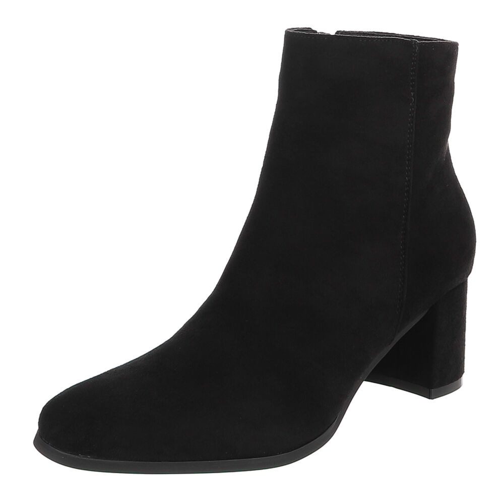Ital-Design Damen Ankle Boot mit Blockabsatz und Schlupfdesign Stiefelette (92002566) Blockabsatz Stiefeletten in Schwarz