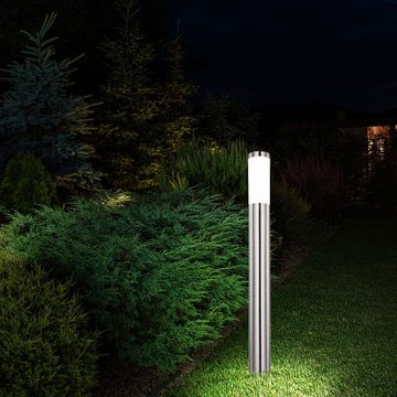 etc-shop LED Außen-Stehlampe, Leuchtmittel inklusive, Warmweiß, Außen Stand Lampe Terrasse Balkon Edelstahl Beleuchtung 1-flg im Set