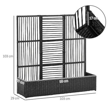 Outsunny Blumenkasten mit Rankhilfe, wetterbeständig (Pflanzkasten, 1 St., Pflanzkübel), für Garten, Terrasse, Schwarz