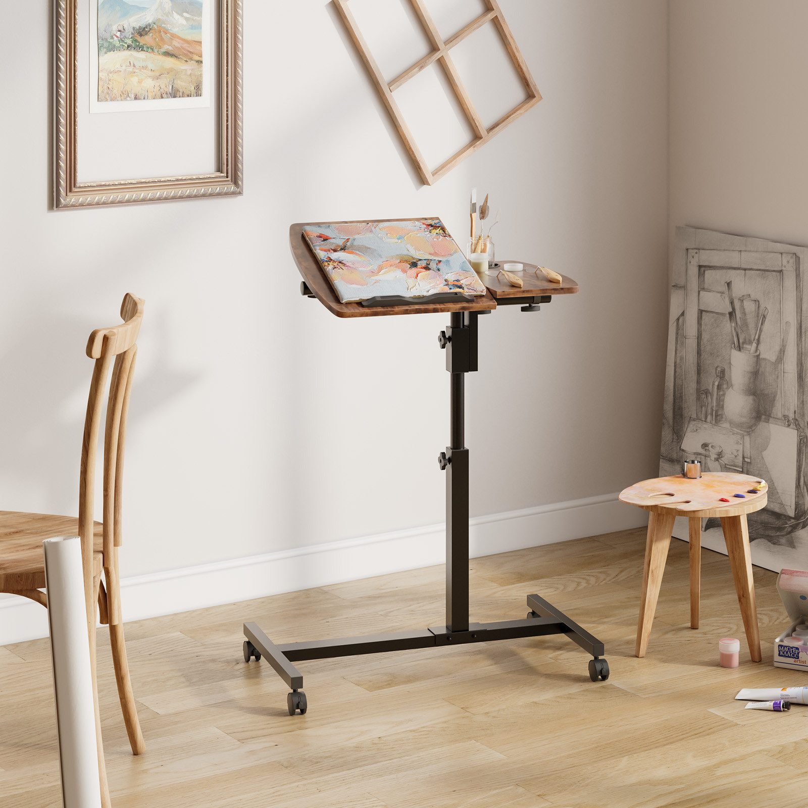 OUNUO Stehpult Laptoptisch Höhenverstellbar 68,5-98cm, Beistelltisch mit Ro günstig online kaufen