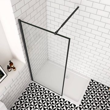 duschspa Duschwand Schwarz Walk in Dusche Duschwand Trennwand 8mm ESG Glaswand, Einscheibensicherheitsglas, Sicherheitsglas, (Set), Glas, Nano Glas