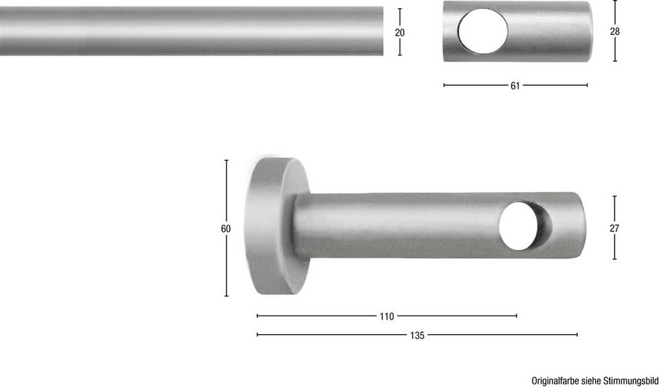Gardinenstange PANDRI, GARESA, Ø 20 mm, 1-läufig, Wunschmaßlänge, einfache  mit Verbinder verlängerbar, ohne Ringe