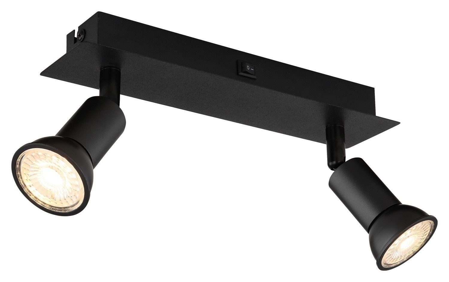 GLOBO LIGHTING Deckenstrahler DREW, Breite 25 cm, Schwarz, 2-flammig, Metall, ohne Leuchtmittel, Deckenlampe