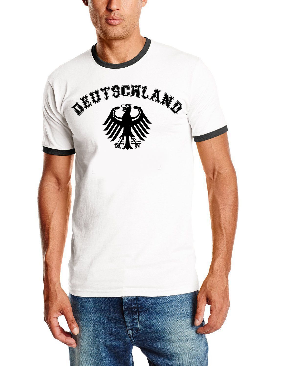 coole-fun-t-shirts Print-Shirt Deutschland Fan T-Shirt Herren WM Fußball Shirt Schwarz Weiß Fussball T-Shirt Deutschland Herren S - 3XL Retro Trikot
