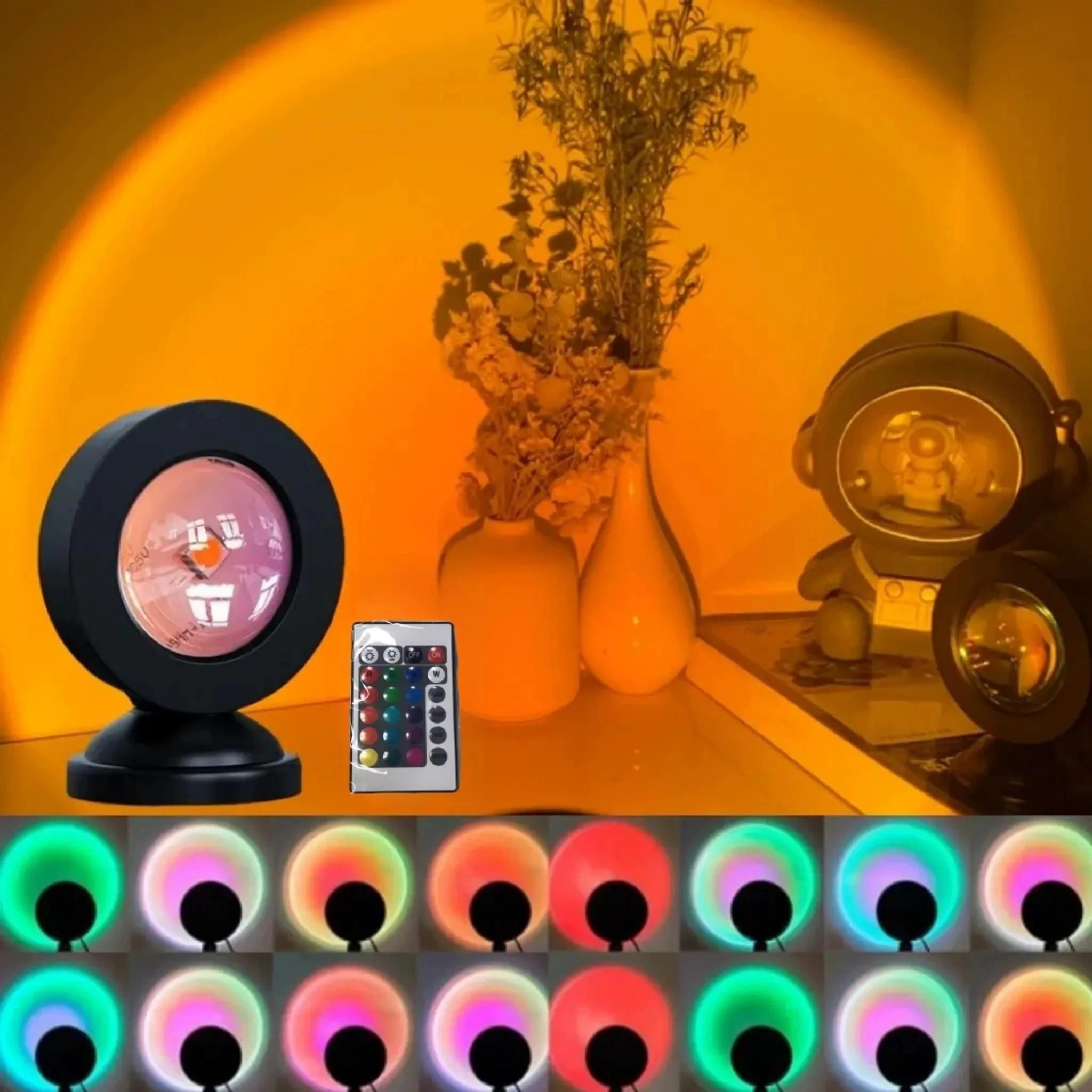 FELIXLEO LED-Sternenhimmel Sunset Lampe USB, 16 Farben, 16 Modi, 180° Drehung, 2 Fernbedienungen
