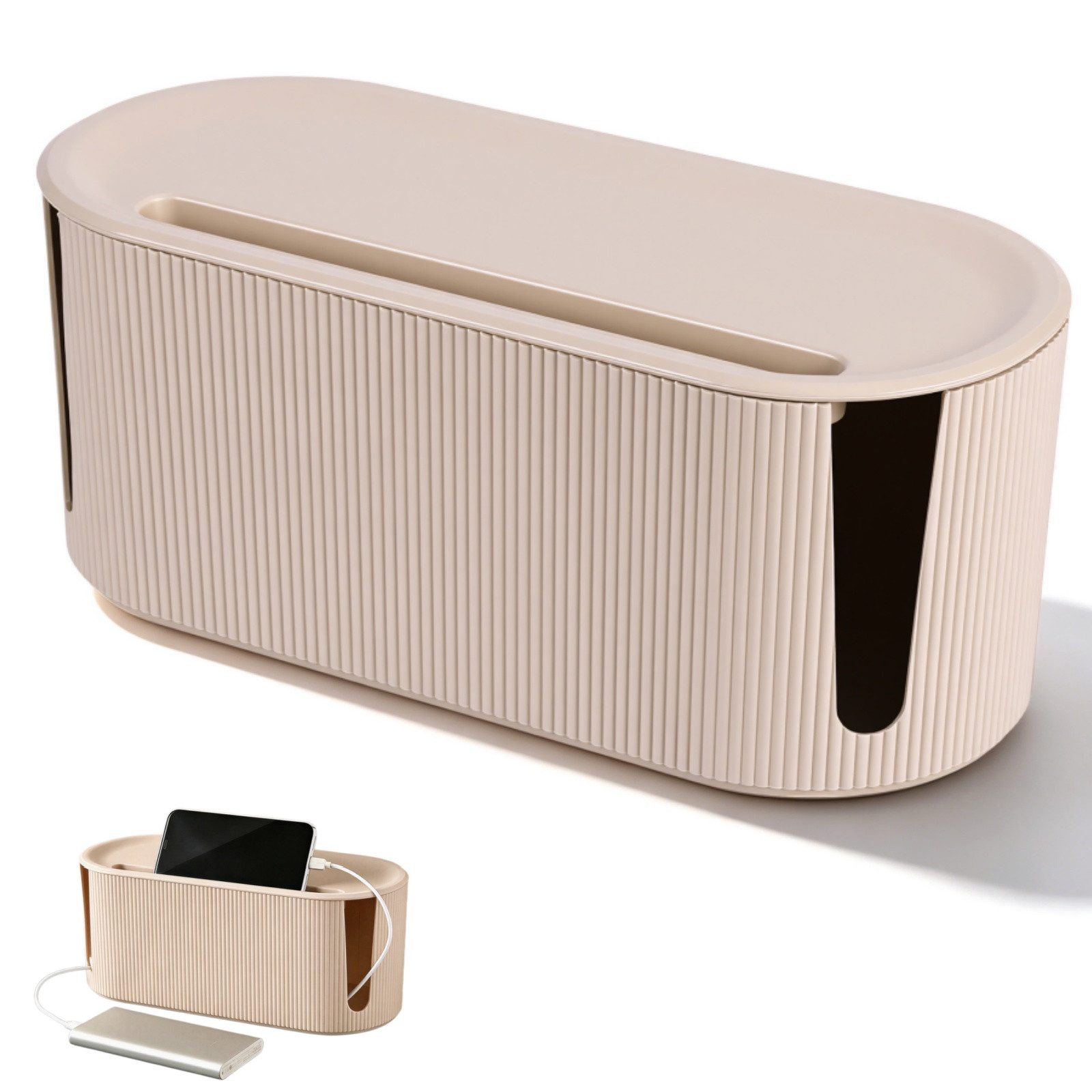 BlingBin Kabelbox Steckdosenbox Kabelmanagement Box Cord Organizer Box Aufbewahrungsbox, (1 Stück, 1-tlg., Verstecken und Ordnen von Kabeln,31x13.5x12.5cm), Draht Aufbewahrungsbox mit Deckel für Zuhause,Wohnzimmer,Schreibtisch
