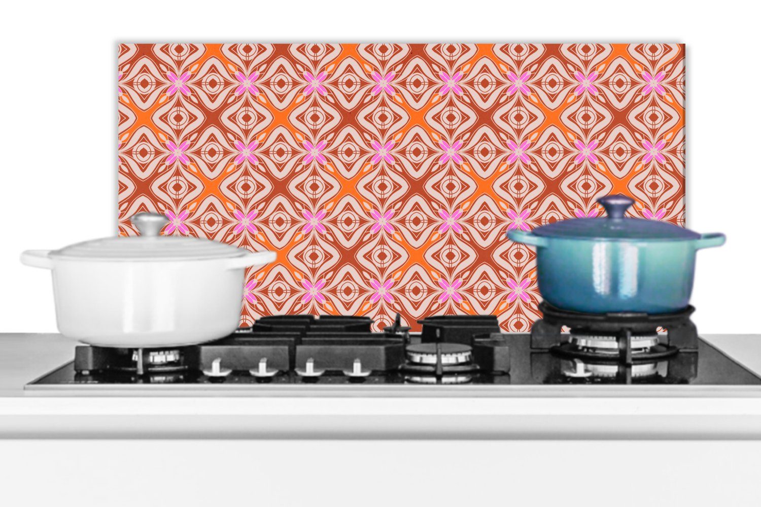 60x30 - MuchoWow Rot, Formen Küchen Schmutzflecken Wandschutz, für Muster - und - Rosa - Orange Fett (1-tlg), cm, gegen Küchenrückwand