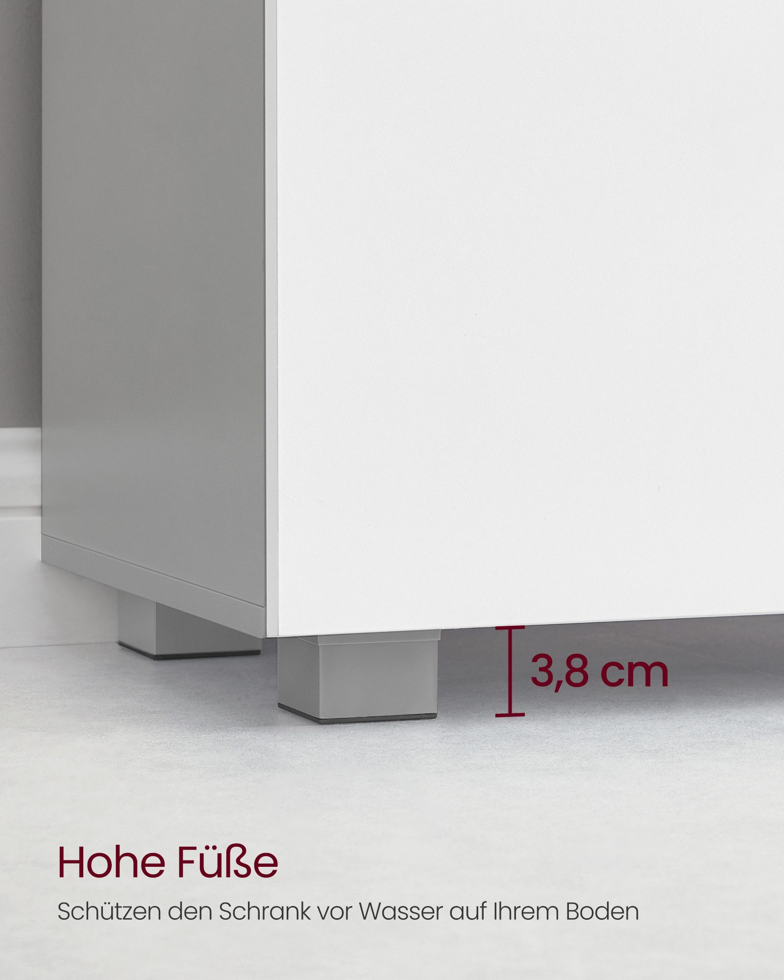 VASAGLE Waschbeckenunterschrank Badezimmerschrank mit 2 großen Schubladen 30 x 60 x 63,8 cm, hohe Füße, für Waschbecken ohne Säule – Bild 4 von 5