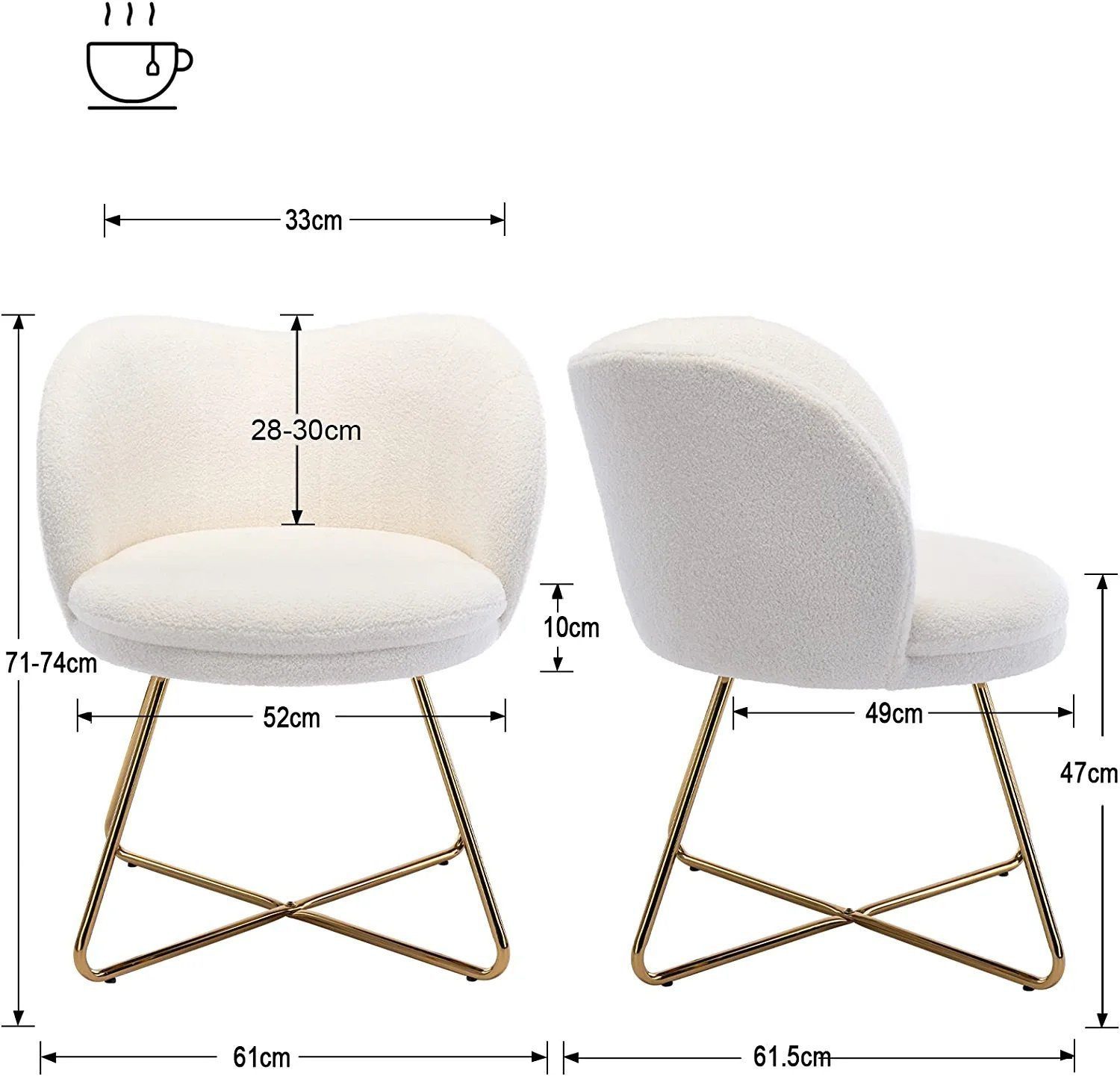 WAHSON OFFICE CHAIRS Loungesessel Kunstfell/Chenille Akzentstuhl mit Metallbeinen Einzelsessel