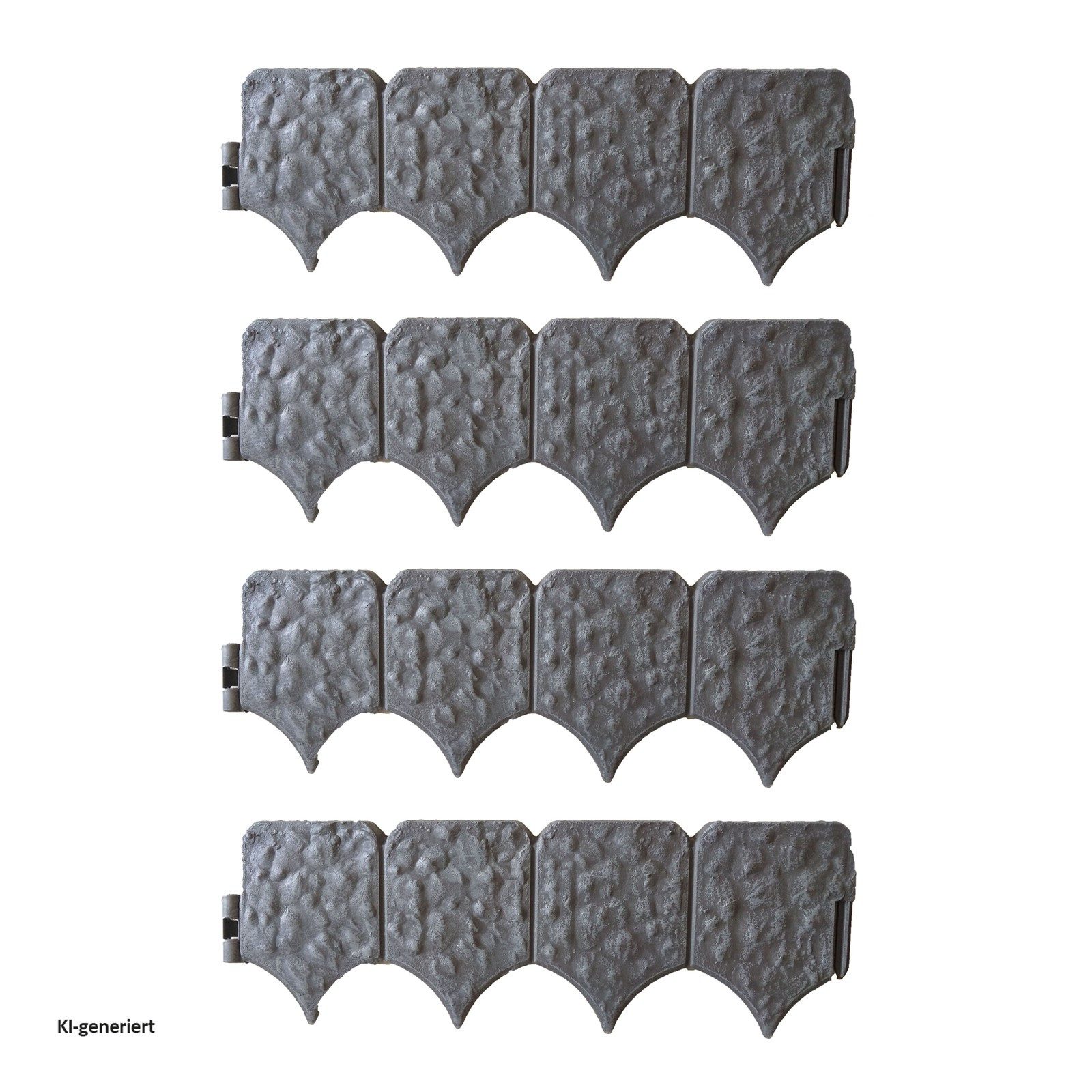 HTI-Living Beetumrandung Beetumrandung Nessa Stone 4-teilig Grau, LxH: 41x14 cm, Set, 4 Module, Beetbegrenzung Beeteinfassung