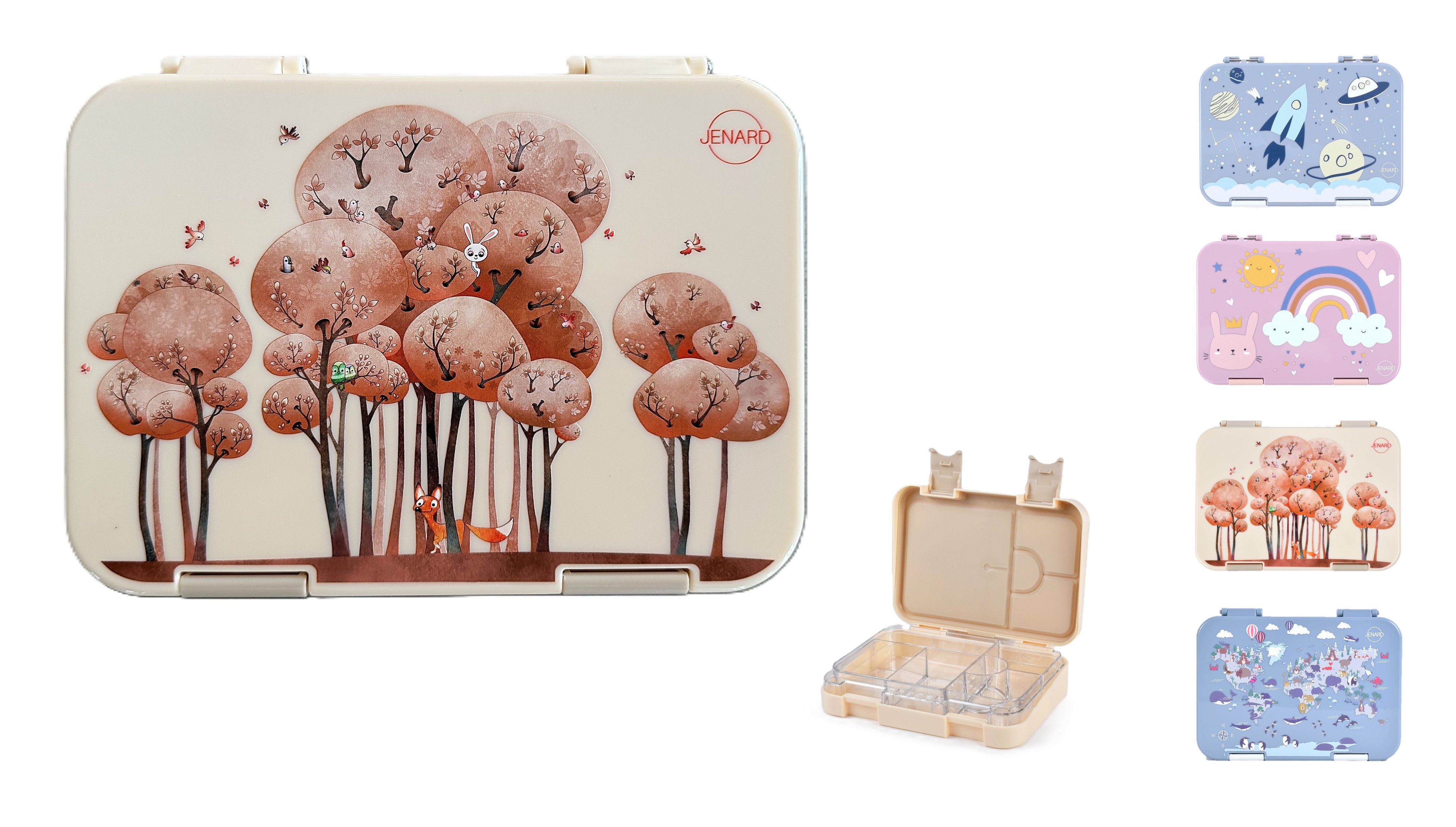 JENARD Lunchbox JENARD Brotdose Kinder Bento Box mit herausnehmbaren Fächern, auslaufsicher, robust, BPA-frei, lebensmittelecht, leicht zu öffnen