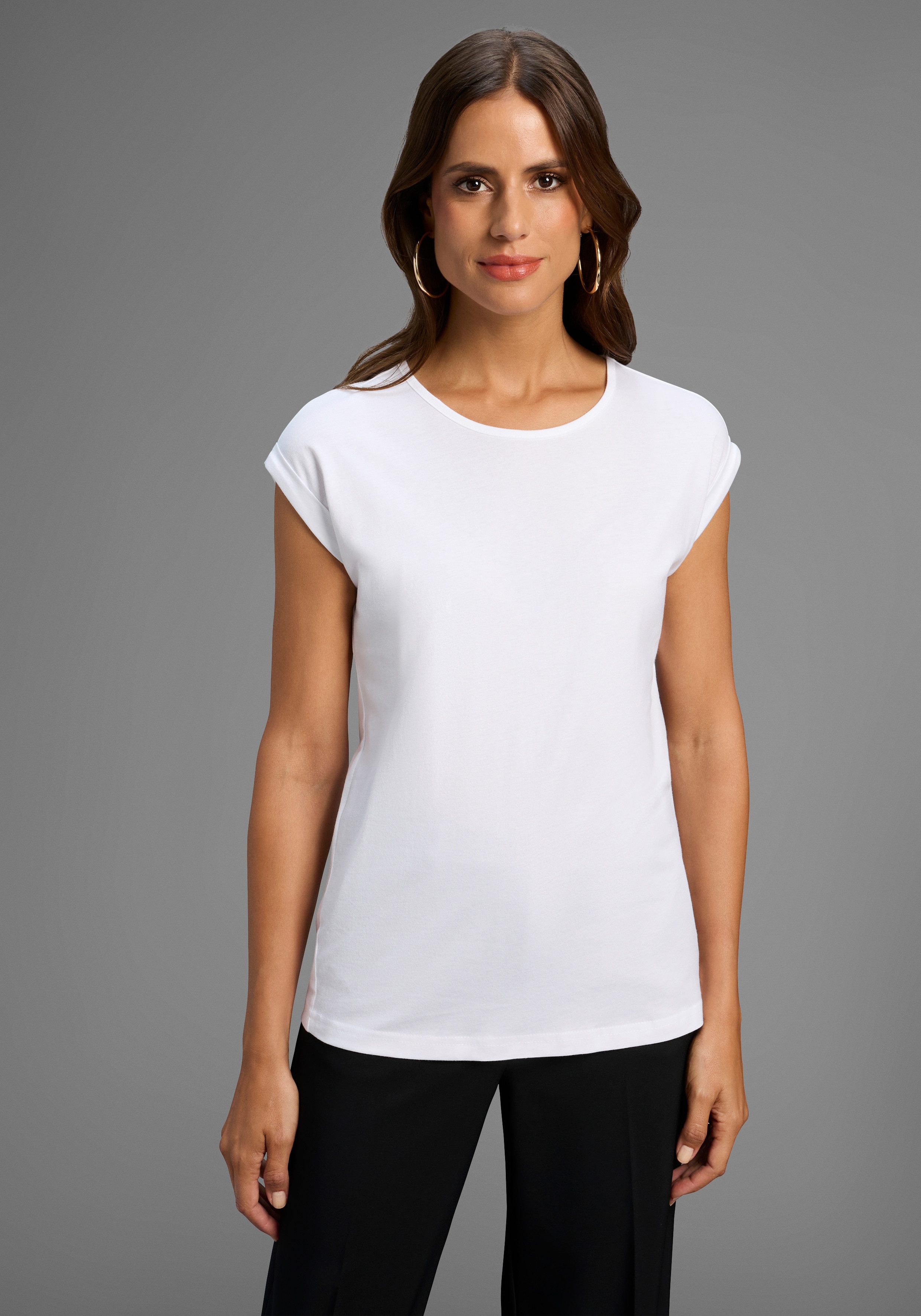 Flashlights T-Shirt (2er-Pack) figurbetonte Passform, auch in größeren Größen, aus Single Jersey