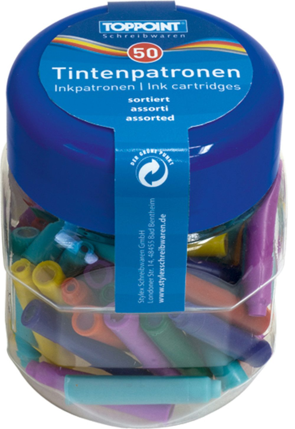 Stylex Schreibwaren 100 (2x50Stk) Füllerpatronen Patronen für Füller farbig Tintenpatrone