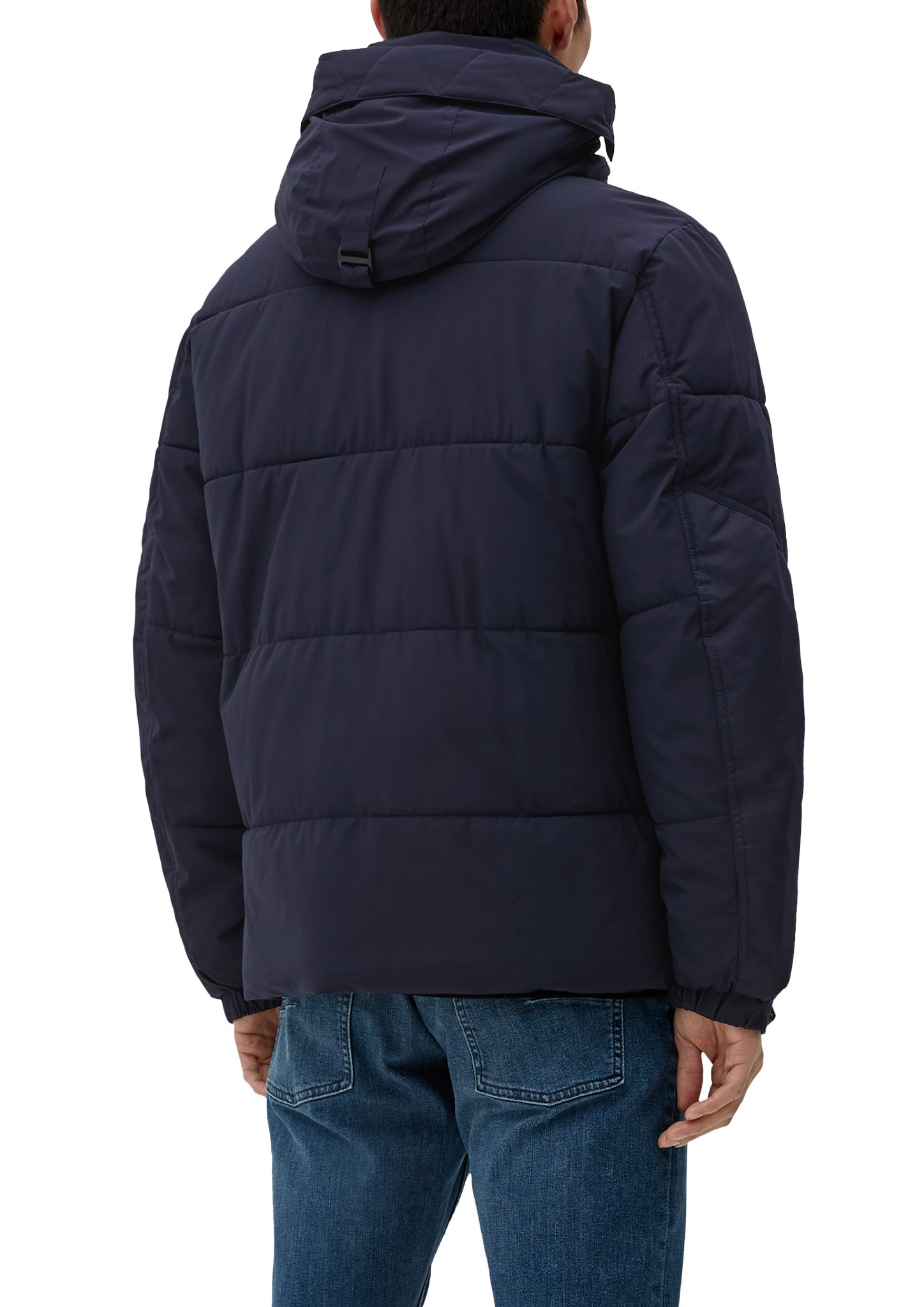 dark Logo Steppjacke s.Oliver Outdoorjacke Kapuze mit blue