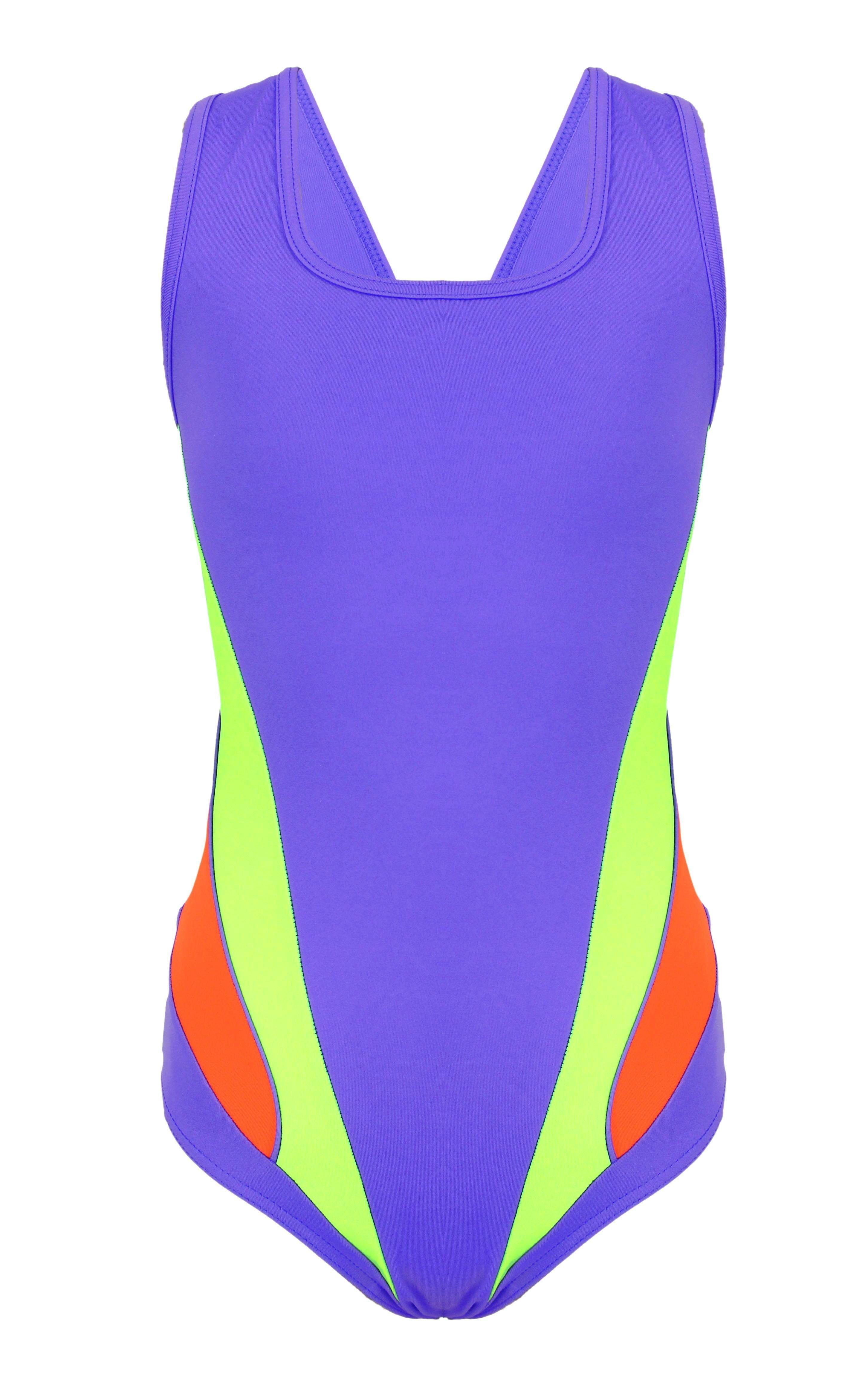 Aquarti Schwimmanzug Aquarti Mädchen Schwimmanzug mit Violett/Grün Y-Träger Sportlich