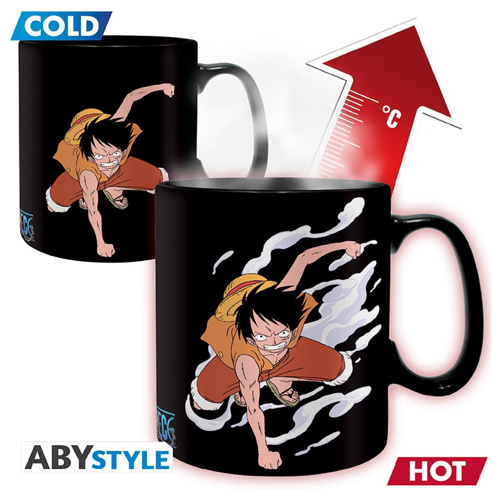 ABYstyle Tasse ONE PIECE - Tasse Heat Change - 460 ml - Luffy & Ace - cardboard box