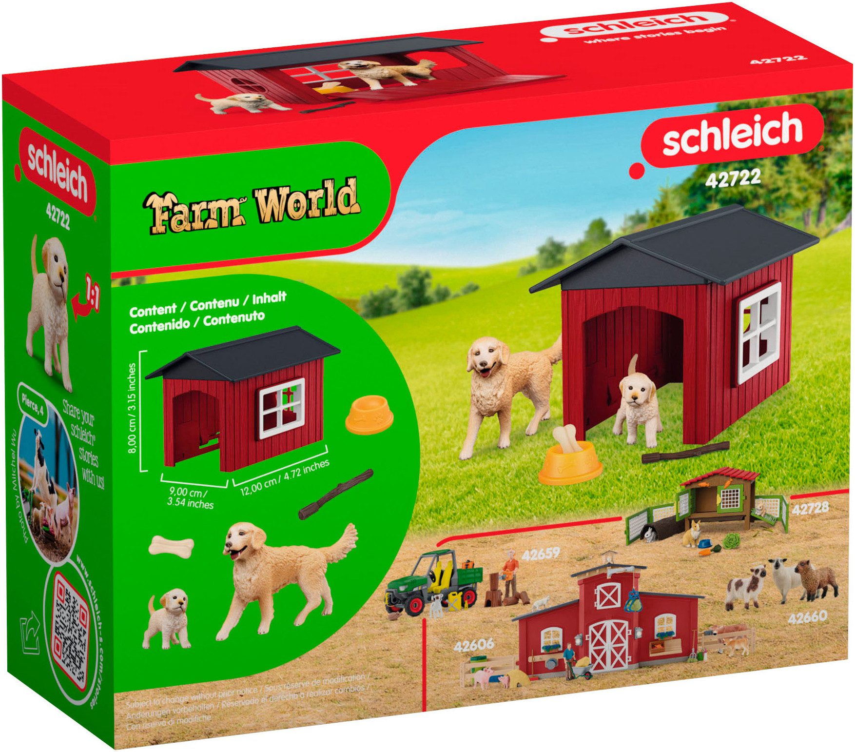 Schleich® Spielwelt FARM WORLD, Hundehütte mit Goldenretrievern (42722) – Bild 5 von 5