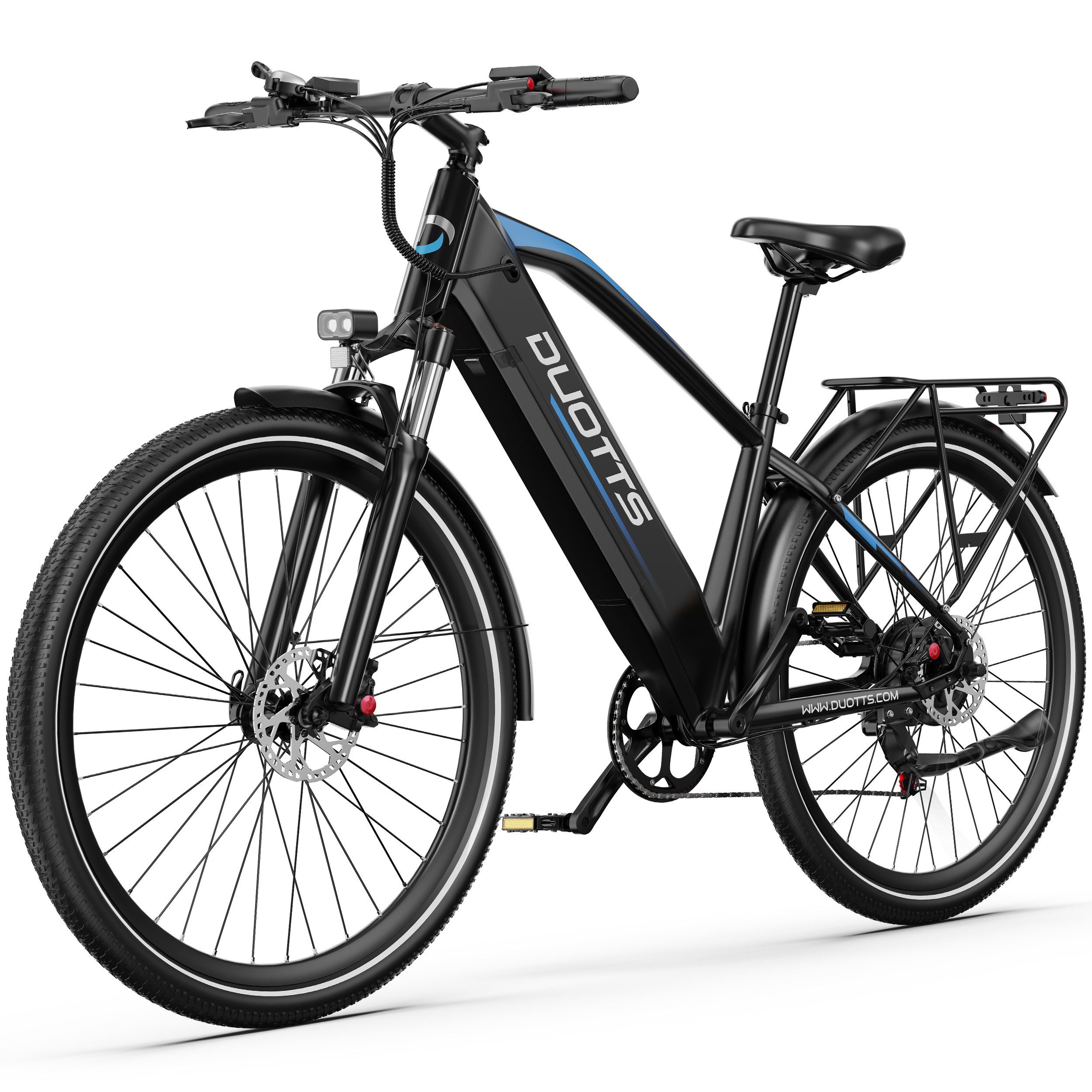DUOTTS E-Bike Cityrad C29 Max Damen u. Herren 48V 18Ah 864Wh 120 km 65 Nm Shimano 7G App, 7 Gang Shimano, Heckmotor, 864 Wh, 7 Gang, 864Wh Akku, Elektrofahrrad mit Gepäckträger