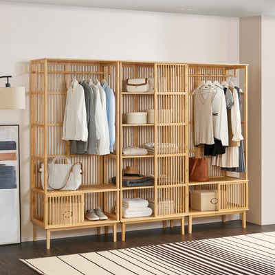 en.casa Garderoben-Set, (3-St., bestehend aus 2 x Garderobenständer und 1 x Standregal), »Trundholm+Vemb« aus Bambus 185 x 240 x 45 cm