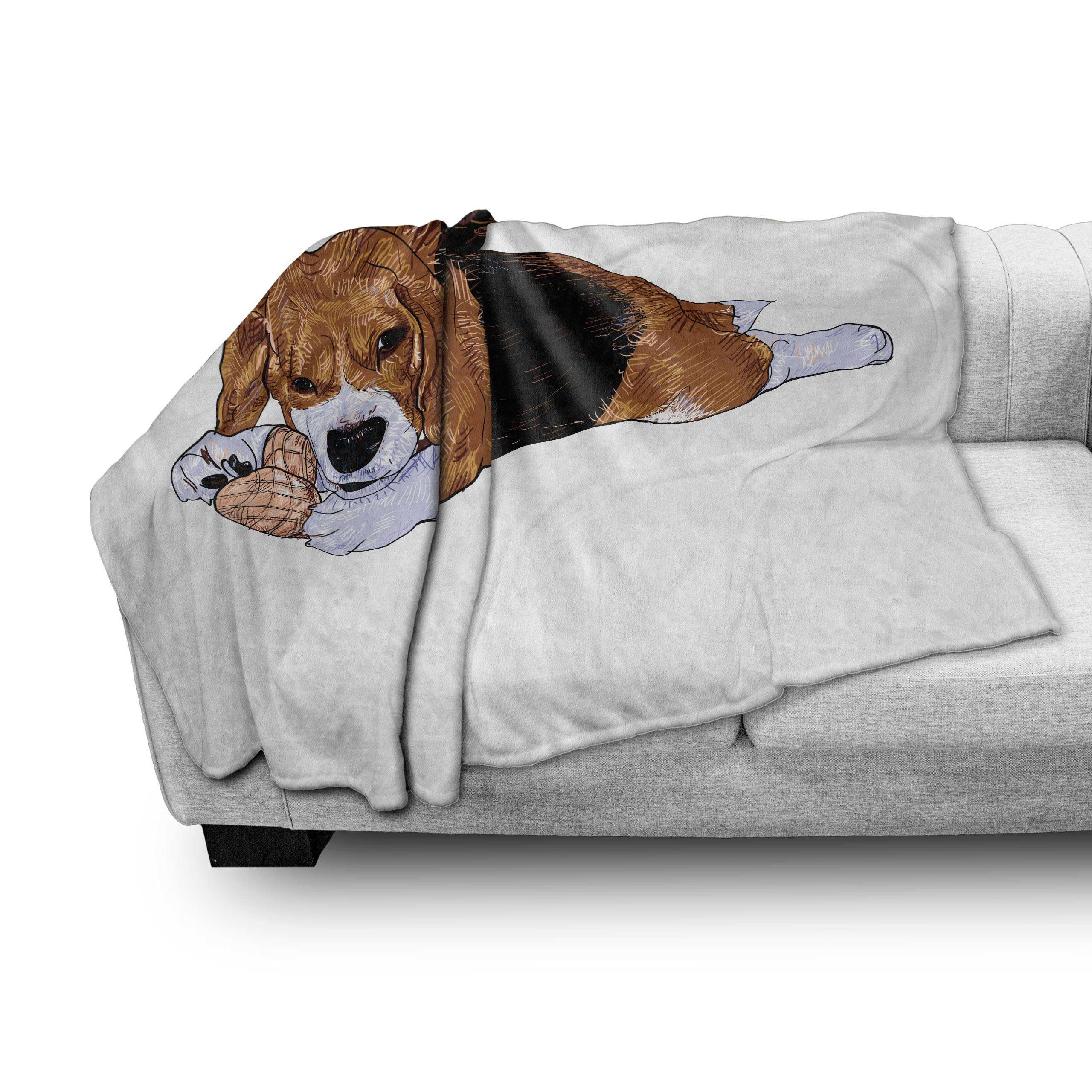 Beagle Time mit Wohndecke und Play Art Gemütlicher Hund Außenbereich, Abakuhaus, Toy Plüsch Innen- für den