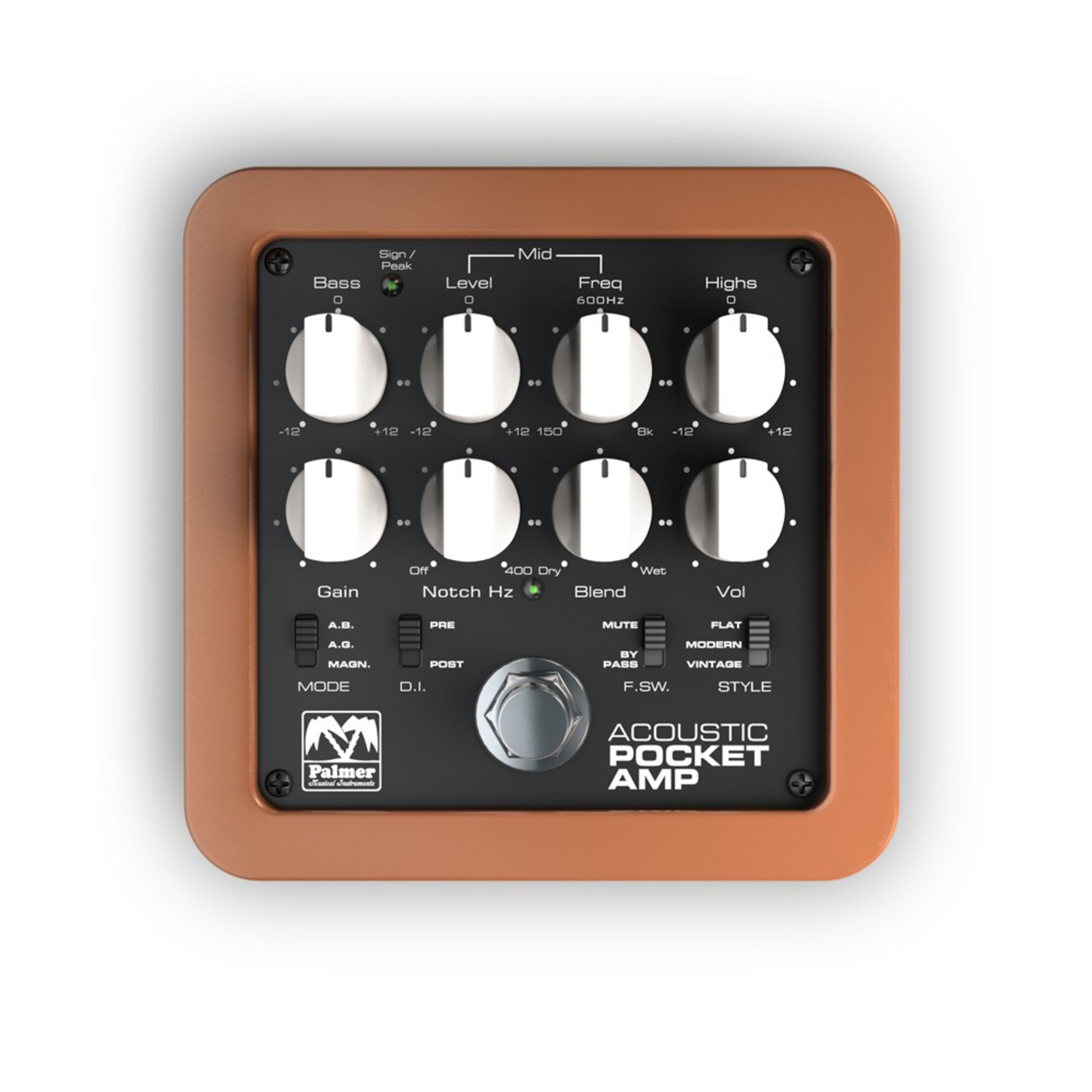 Palmer Musikinstrumentenpedal, (Akustikgitarren Verstärker, Effekte für Akustikgitarren Verstärker), Pocket Amp Acoustic - Effektgerät für Akustikgitarren