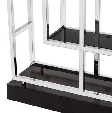 Casa Padrino Stauraumschrank Luxus Wohnzimmer Regalschrank Silber / Schwarz 108 x 29 x H. 240 cm - Luxus Möbel