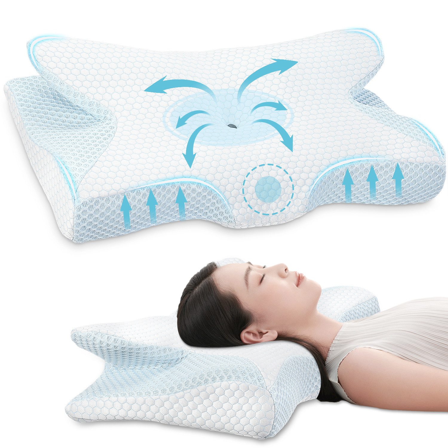 LETGOSPT Kopfkissen Orthopädisches Kissen Ergonomisches Nackenstützkissen günstig online kaufen