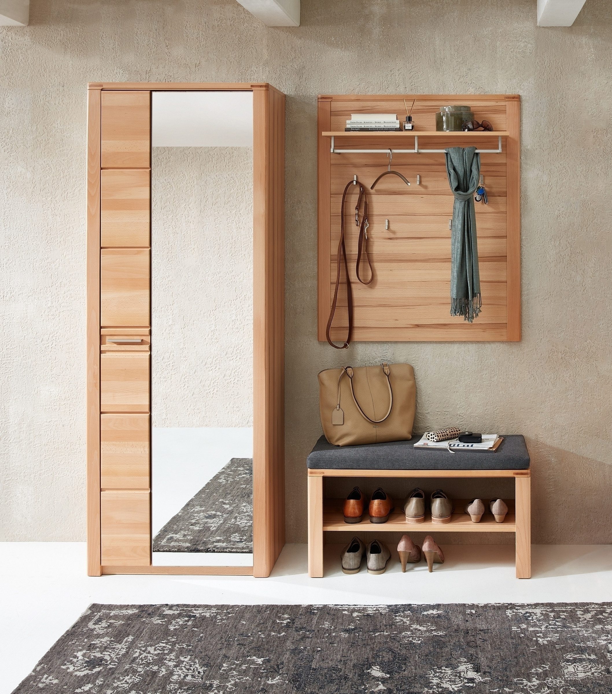 freiraum Шкафы-Set Nature One, 3-teilig, soft-close, FSC Kernbuche teilmassiv - 179x201x40cm (B/H/T)