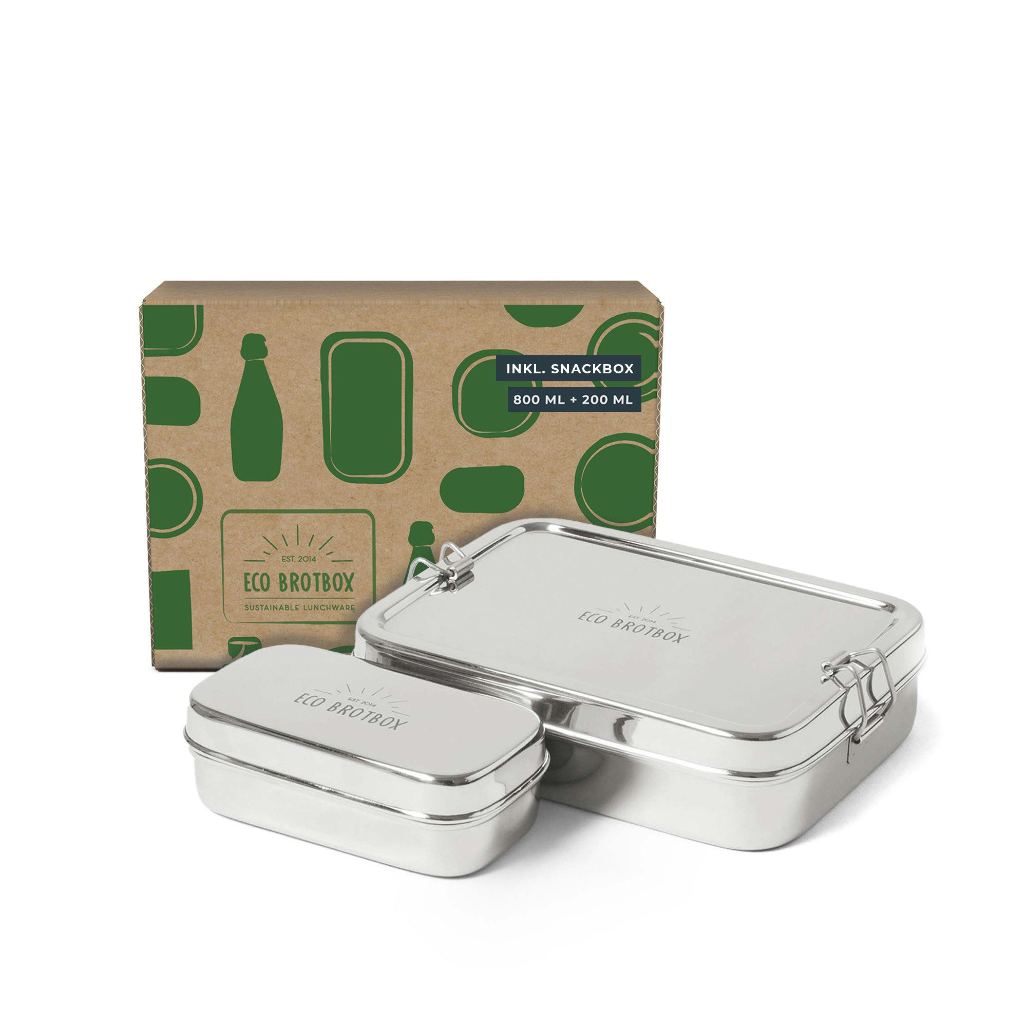 ECO Brotbox Lunchbox Brotbox XL inkl. Snackbox XL, Edelstahl