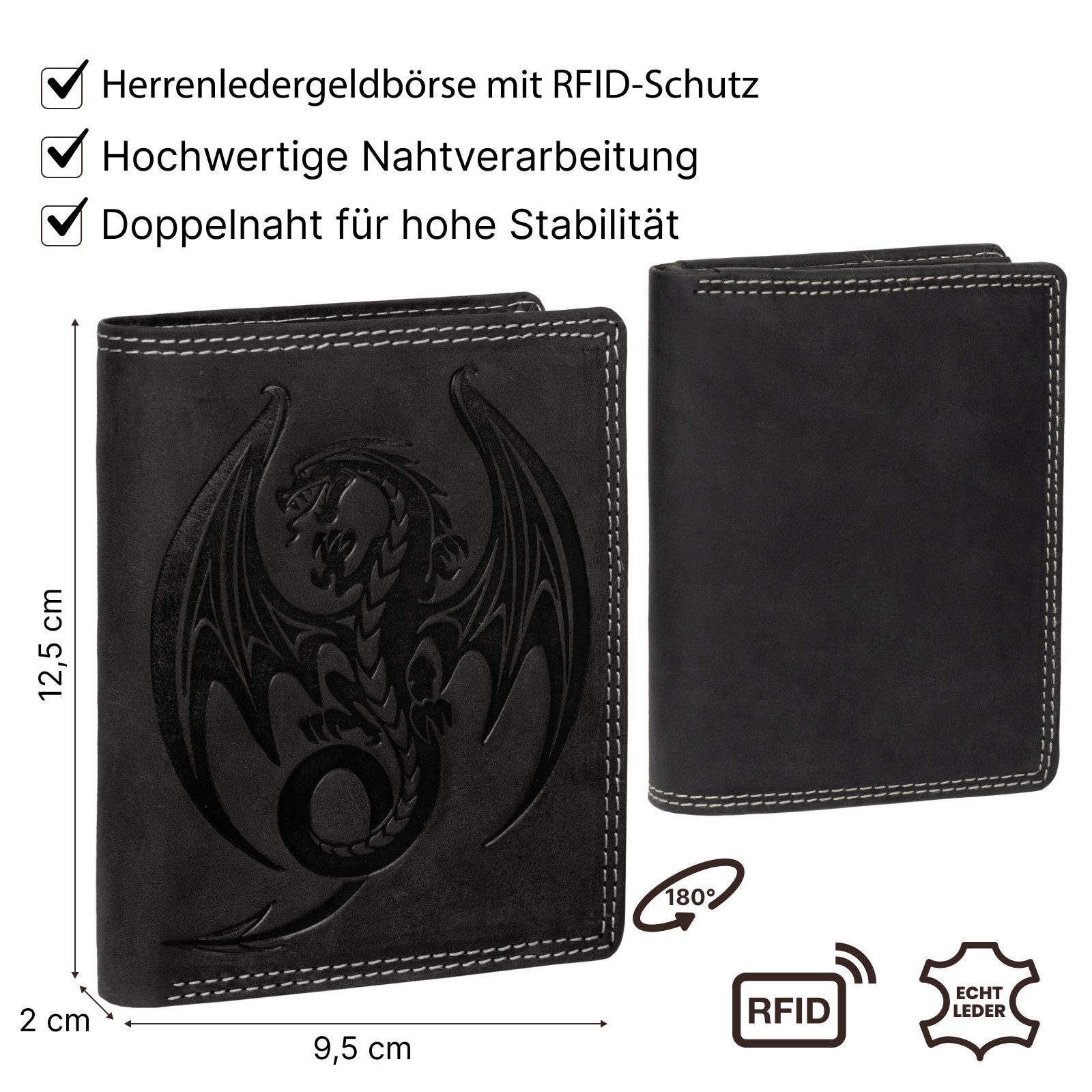 EAAKIE Geldbörse RFID Büffel Echt Leder Geldbörse Portemonnaie Herren mit Motiv, RFID Schutz – Bild 3 von 5