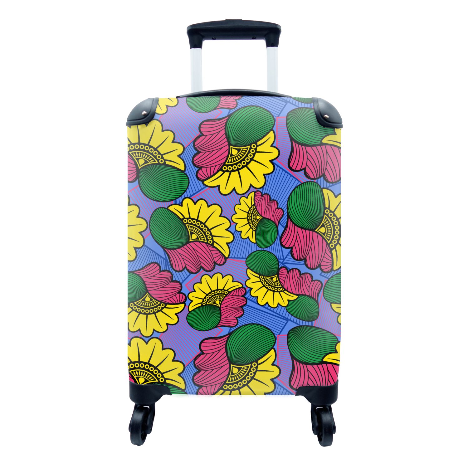 MuchoWow Handgepäckkoffer Blumen - Muster - Afrika, 4 Rollen, Reisetasche mit rollen, Handgepäck für Ferien, Trolley, Reisekoffer