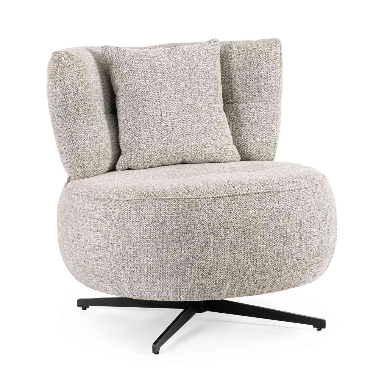 Bizzotto Drehsessel Gonnie aus Chenille-Stoff, Grau, Der Sessel ist drehbar