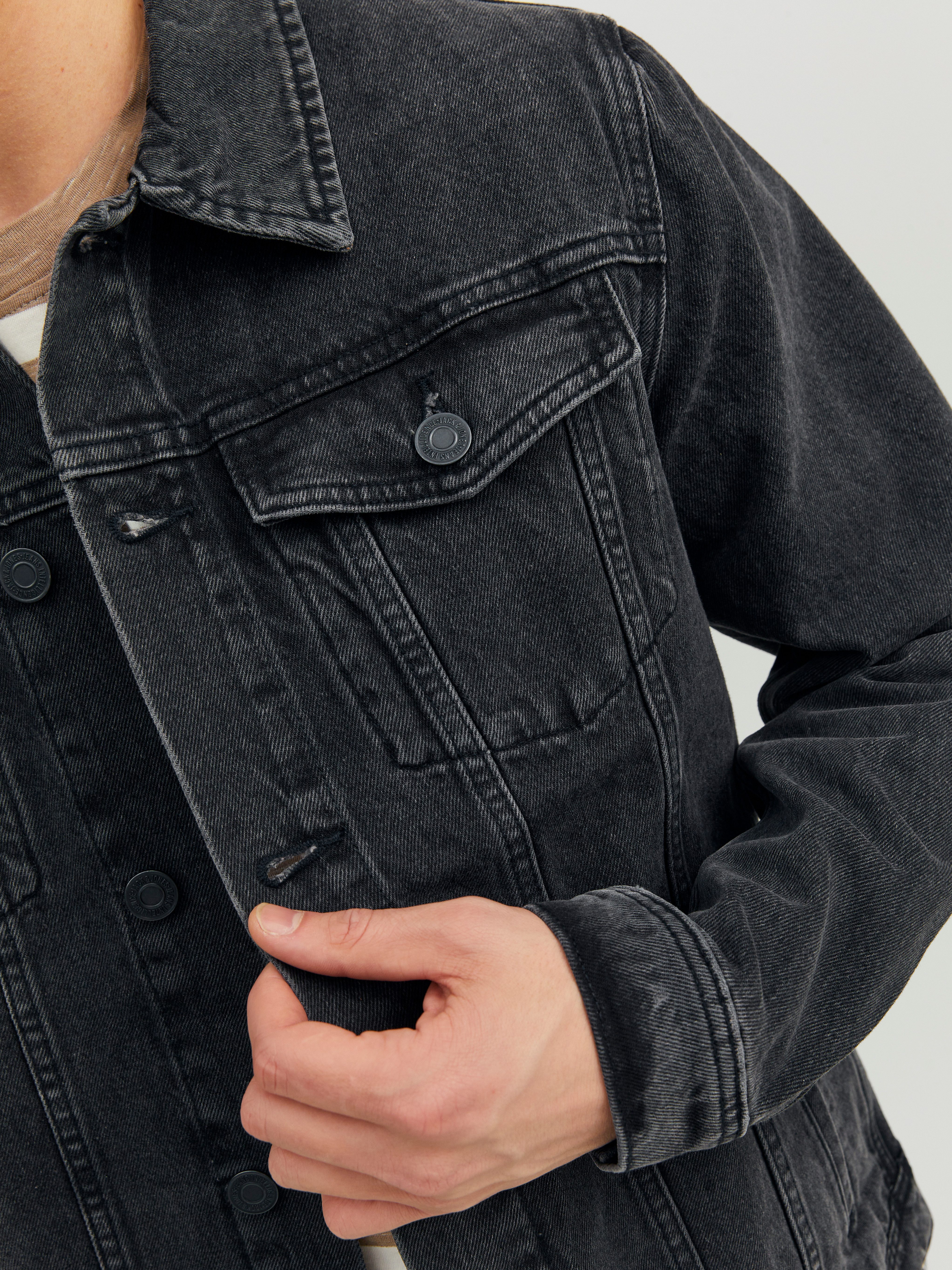 Jack & Jones Jeansjacke JJIJEAN Jeansjacke mit Windschutz, stylisch und angenehm tragbar Abriebeffekte, modisch, regular fit, Baumwolle