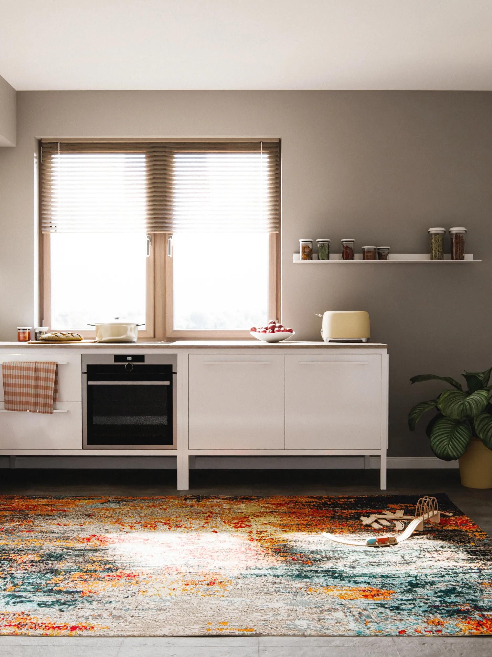 benuta Teppich Casa, rechteckig, Höhe: 11 mm, Teppich Wohnzimmer, Esszimmer, Schlafzimmer, Flur, Farbenfroh, Retro