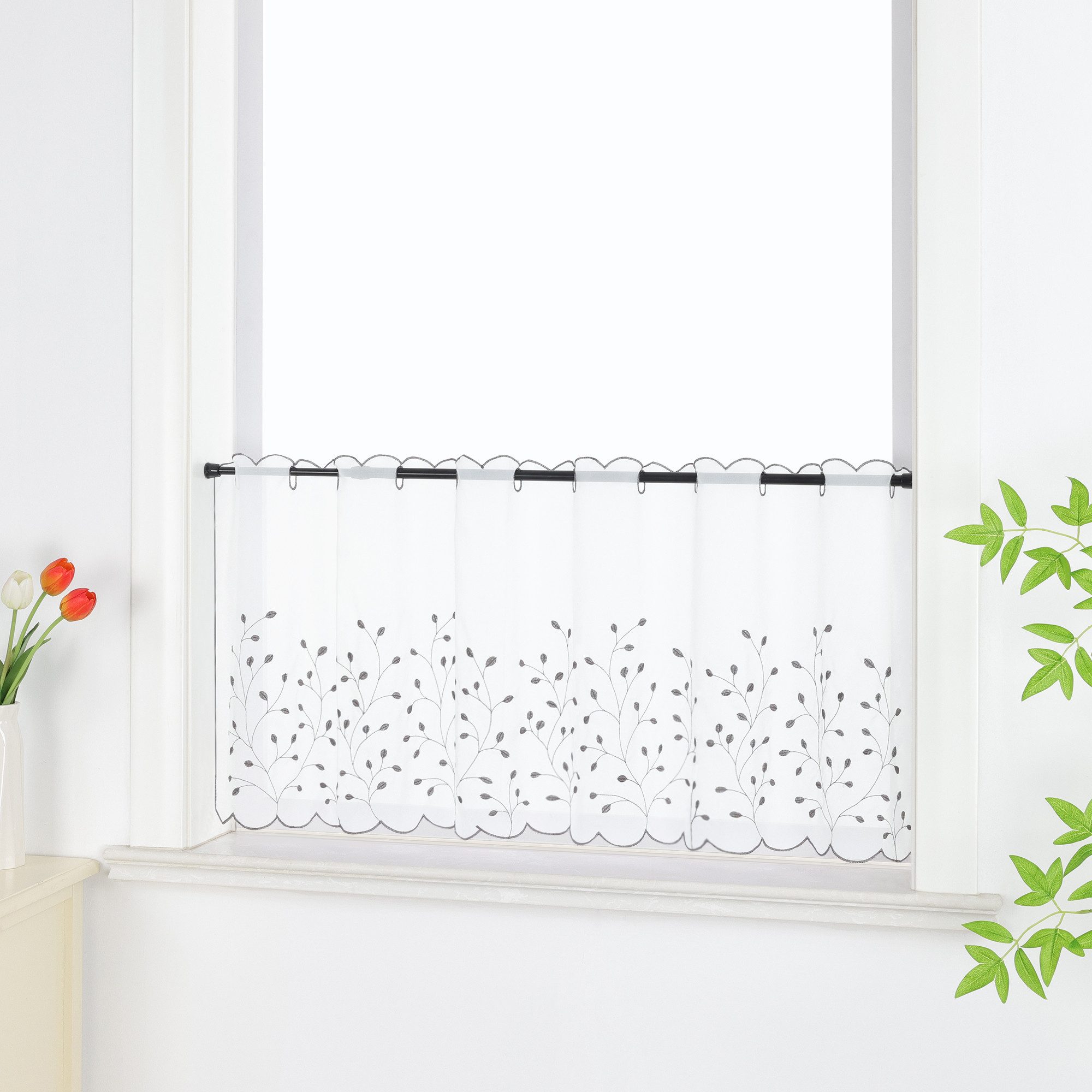 Joyswahl Scheibengardine (1 St), Stangendurchzug, transparent, Stickerei Ku günstig online kaufen