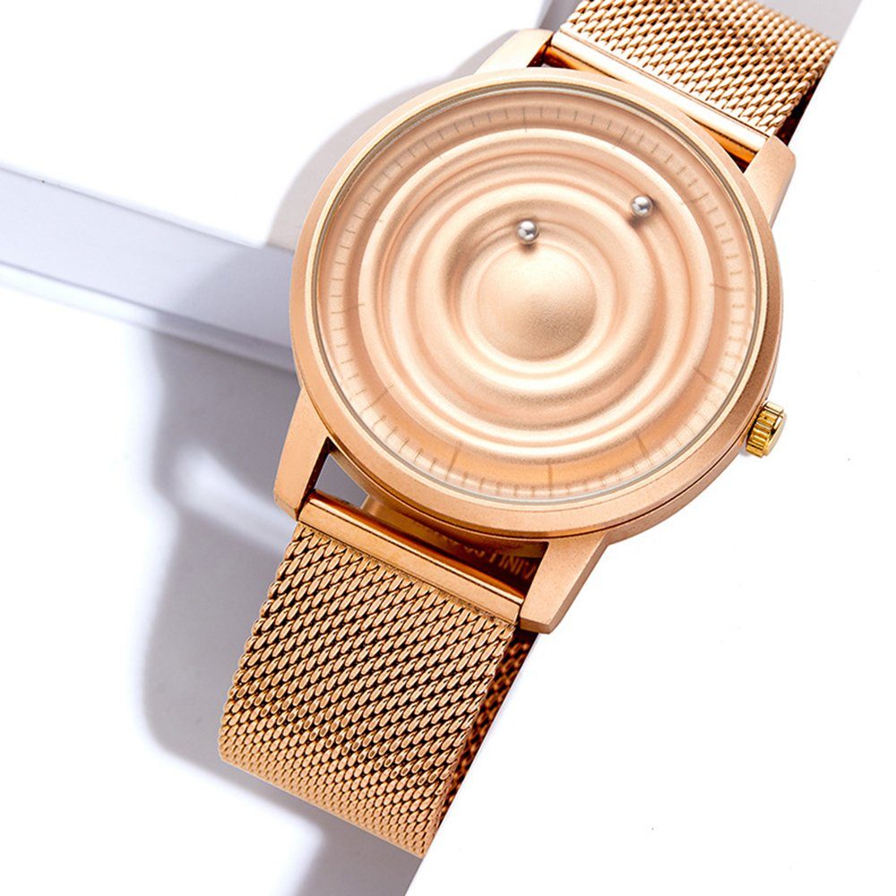 roségold Herrenuhr Magnet für Quarz Armbanduhr Männer kein GelldG Kugellager Glas Quarzuhr Uhr