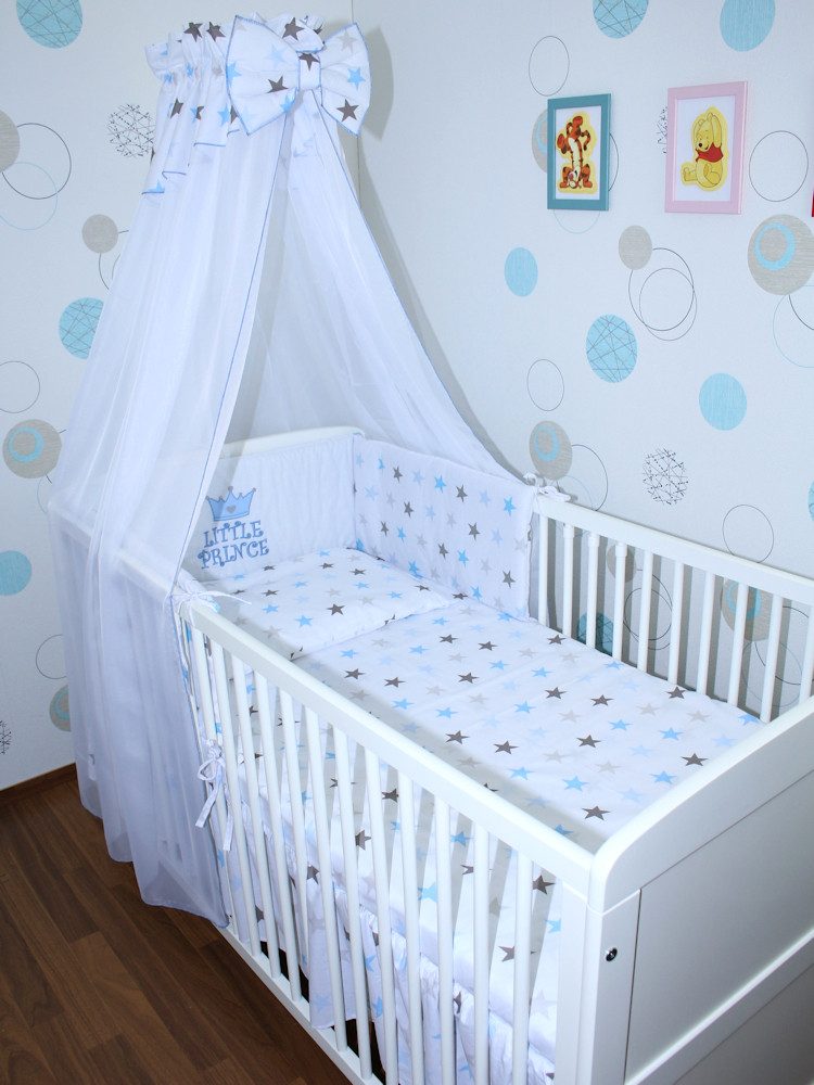 Babybettwäsche Baby Bettset -5-6 teiliges Set mit Chiffon Himmel Nestchen - Prince