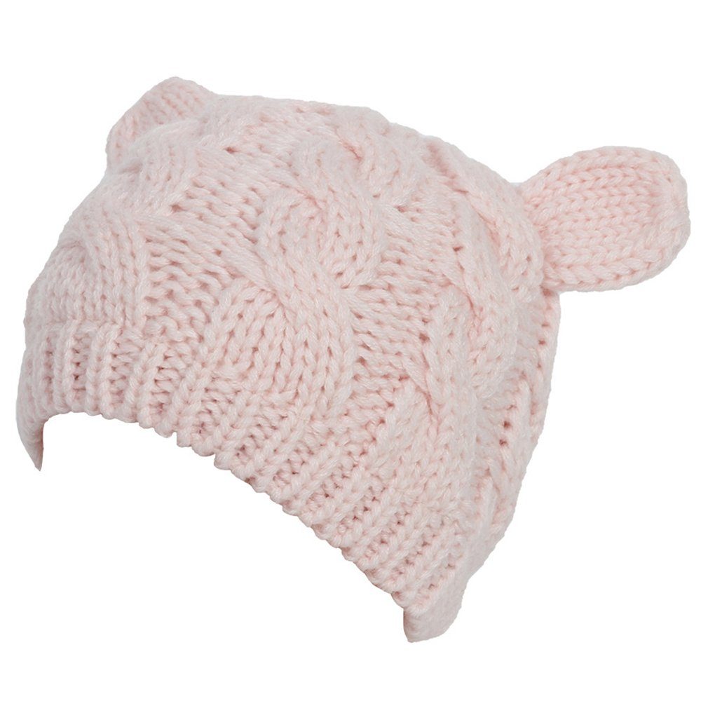 Haiaveng Strickmütze Neugeborene Baby Mütze, Kleinkind Winter Strickmütze Hüte Geeignet für neugeborene Säuglinge pink