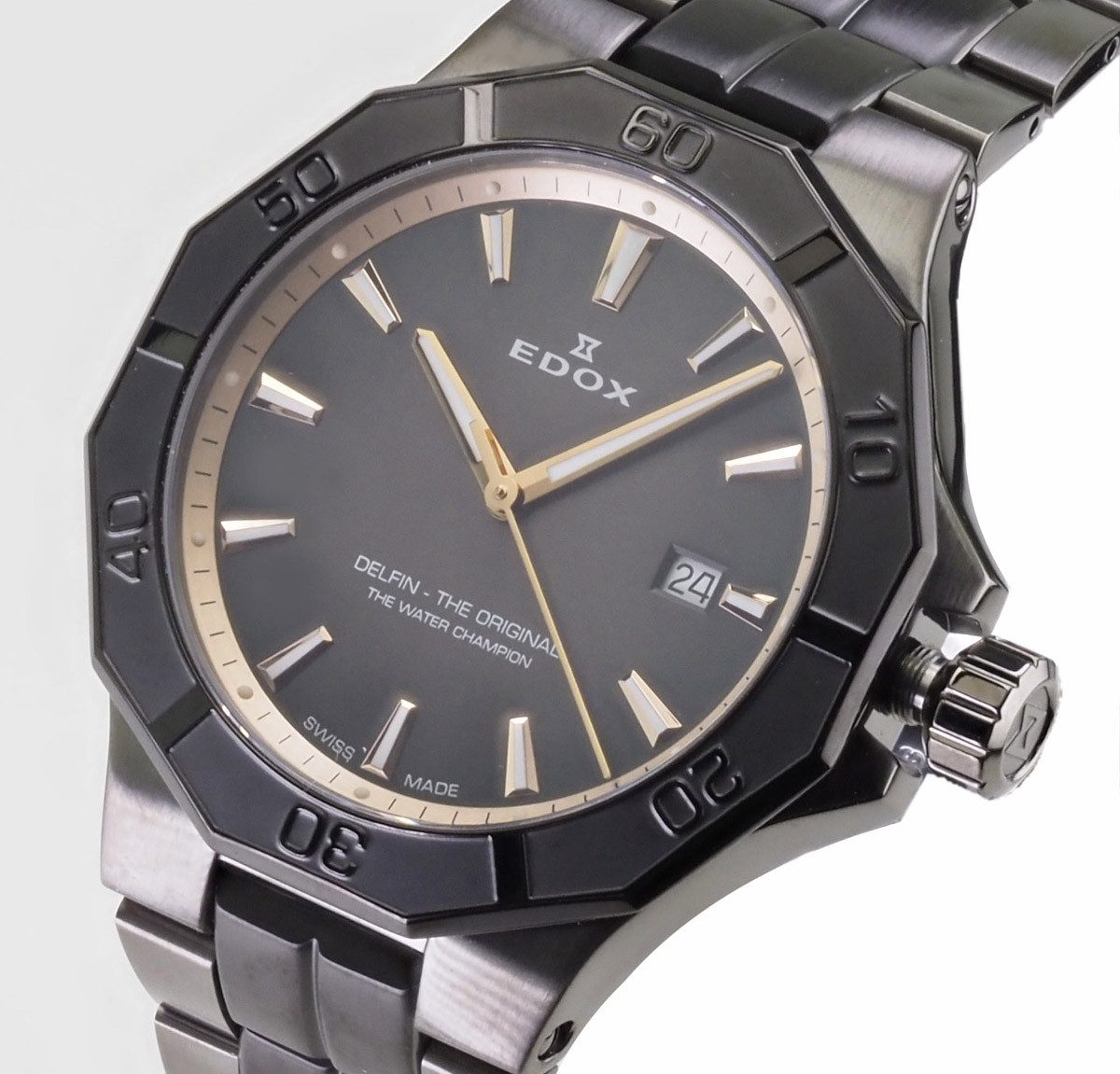 Edox Schweizer Uhr Herren Uhr Ø 43 mm Delfin Saphirglas 53021 37GNM NDR Delfin