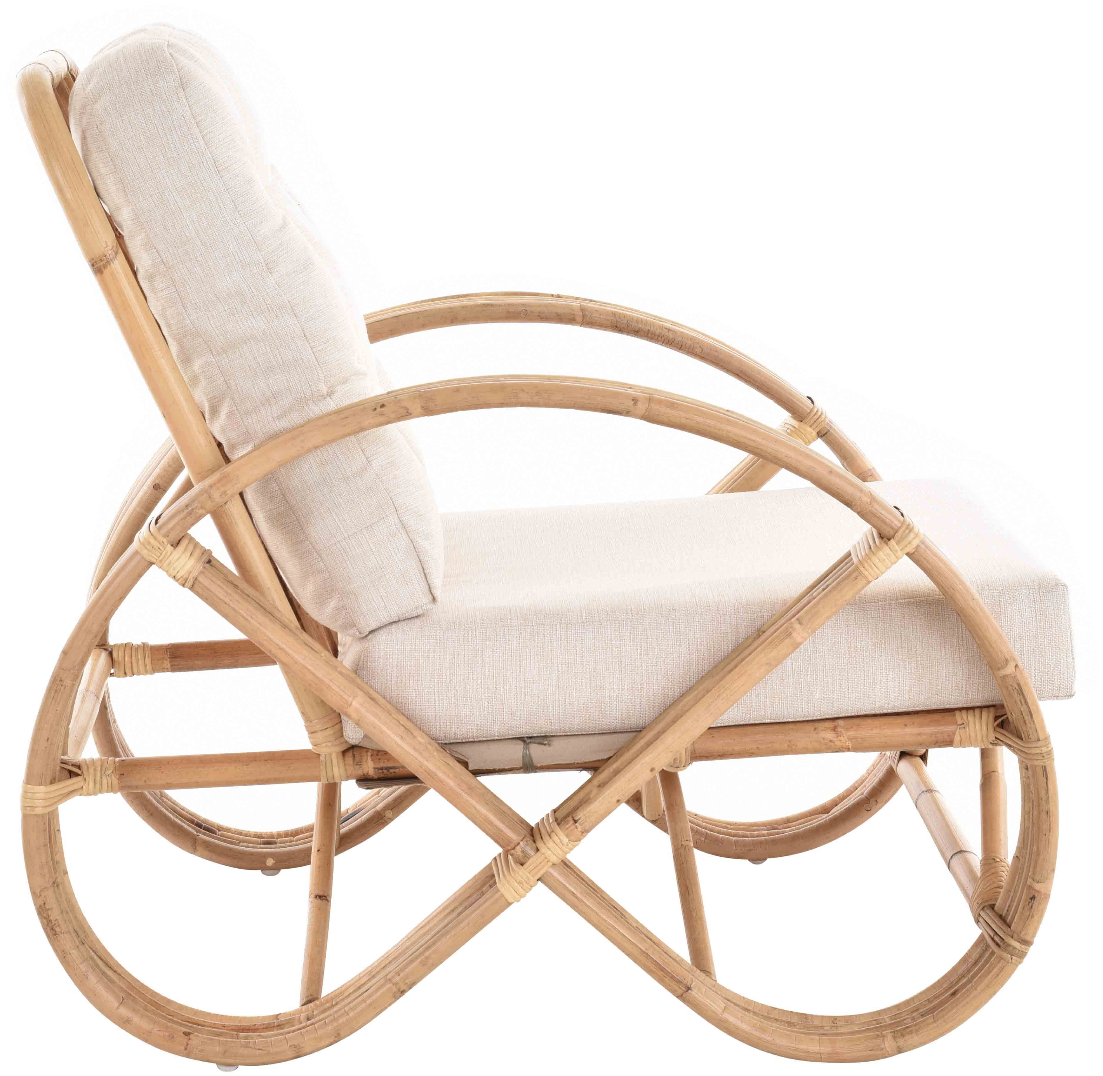 Set Wintergarten Sessel gestäbt 2er Krines Wohnzimmer Natur Relaxsessel Home Rattan Polster