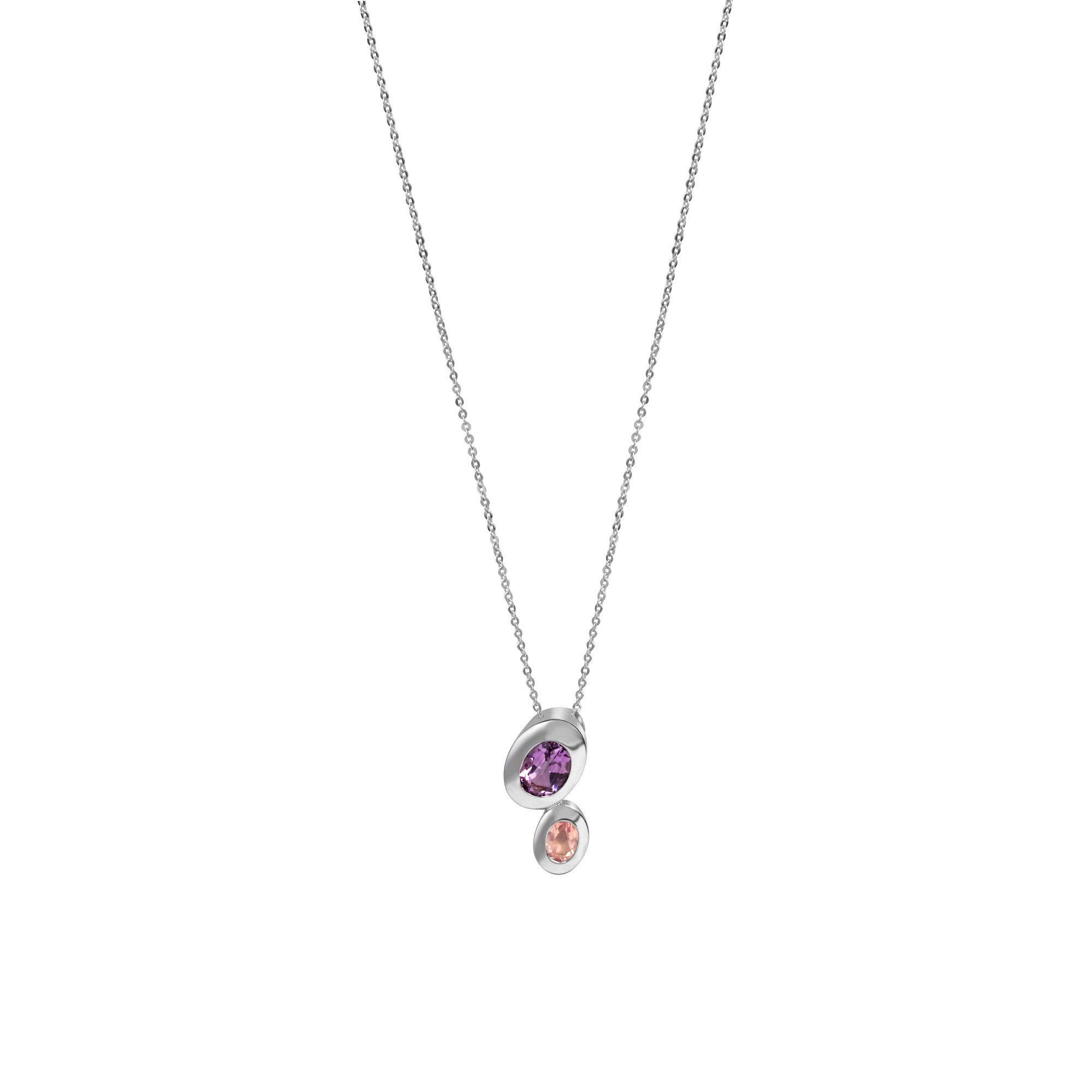 CELESTA Kette mit Anhänger 925 Silber Amethyst + Rosenquarz | Silberketten