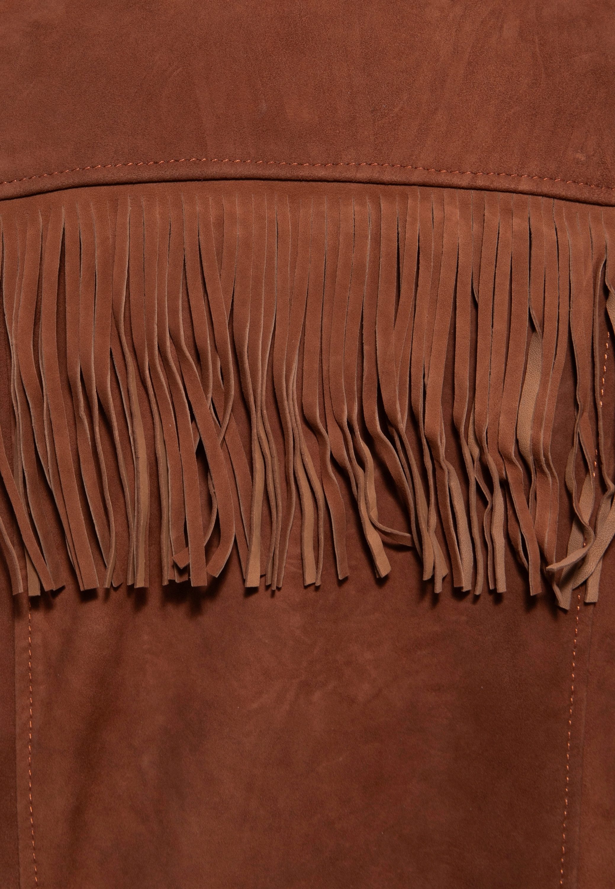 QueenKerosin Lederjacke mit Fransenverzierung