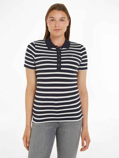 Tommy Hilfiger Poloshirt 1985 SLIM PIQUE STRIPE POLO SS mit dezenter Tommy Hilfiger Logostickerei