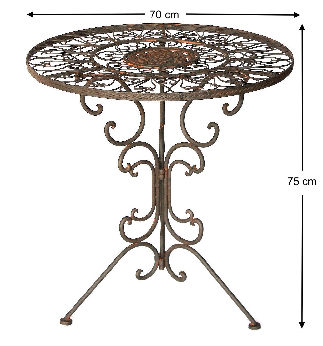 DanDiBo Tischelement Tisch Bistrotisch Antik Rund Gartentisch Metall 1792 Eisentisch
